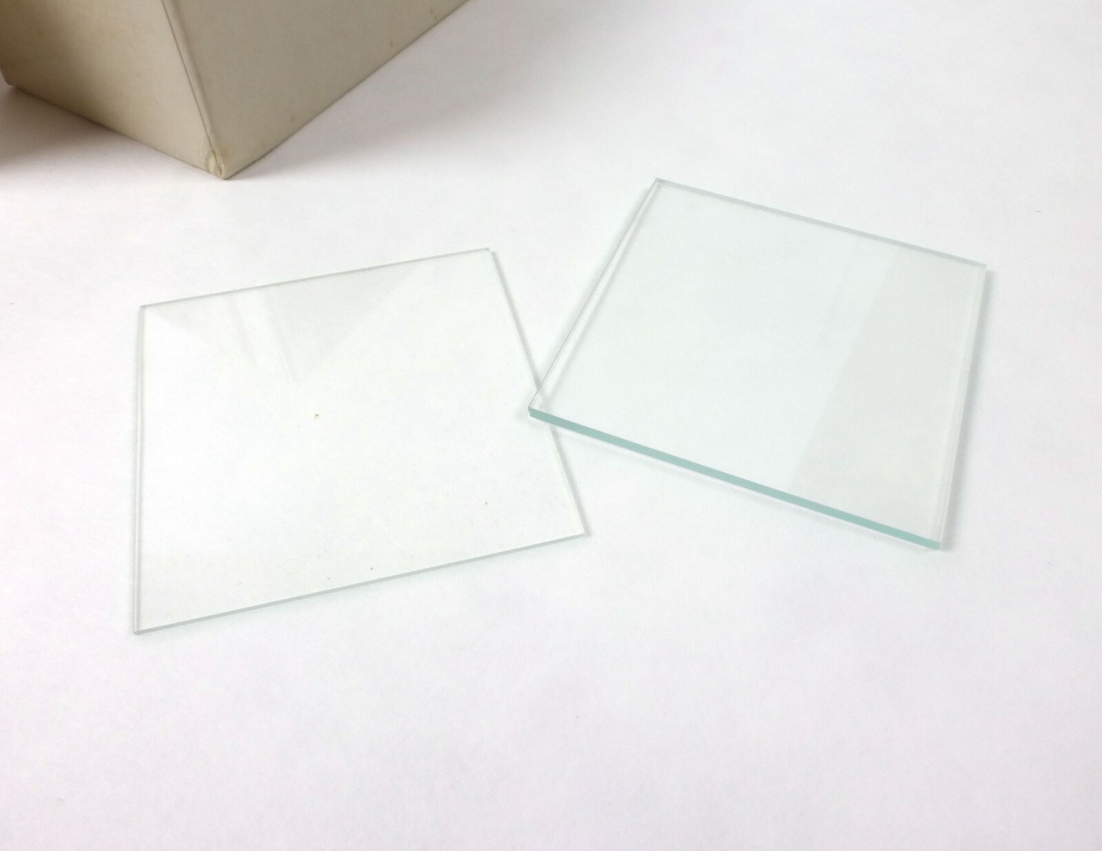 E. Leitz New York Cover Glass Plates with Ground Edges 2 x 2 Inches in Box