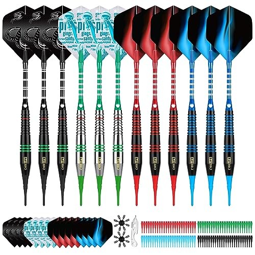 Darts Plastic Tip - Soft Tip Darts Set - 12 Pcs 18 Gram with 4 Colors Premium