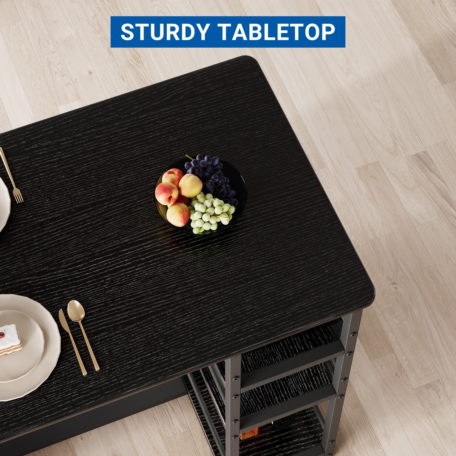 Bar Table Set with Storage Shelves,Dining Table Set ,Tall Nook,Cushion Stools