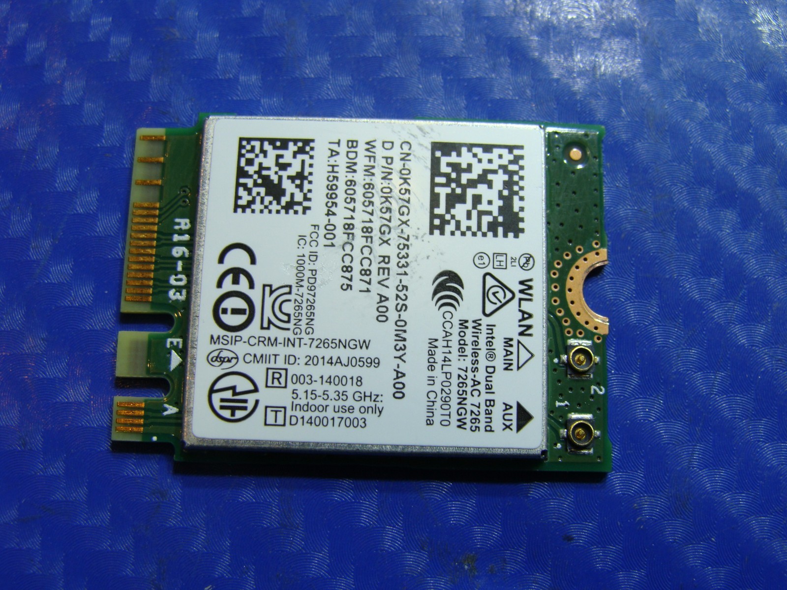Dell Inspiron 13-7352 13.3" OEM Dual Band WIFI Wireless BT Bluetooth Card K57GX