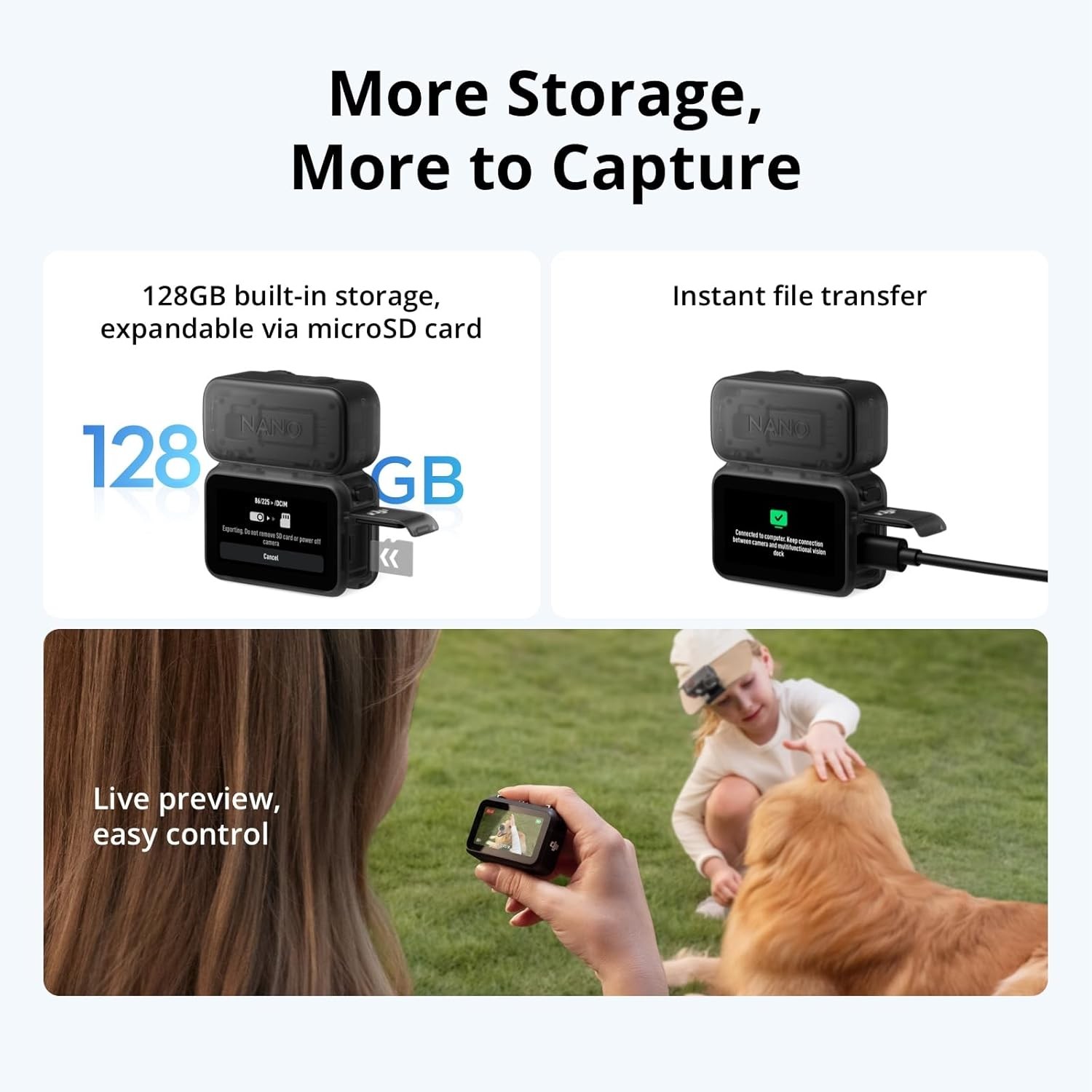 DJI Osmo Nano Standard 128GB-Action Camera-4K/60fps Vlogging Camera 1/1.3″Sensor