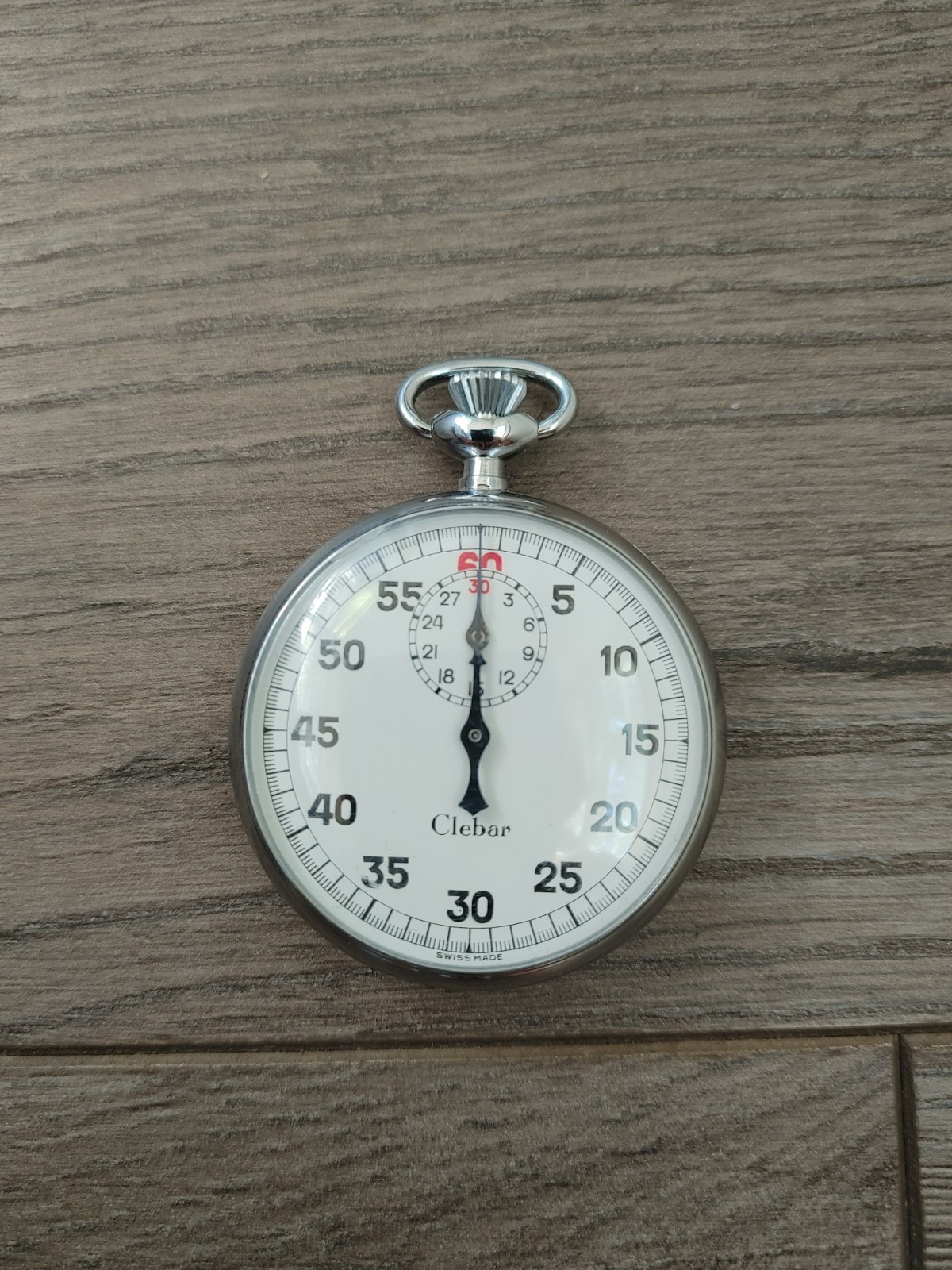 Clebar Swiss Mechanical Stopwatch Vintage Wind Up Pocket Timer Working 1/5 Sec