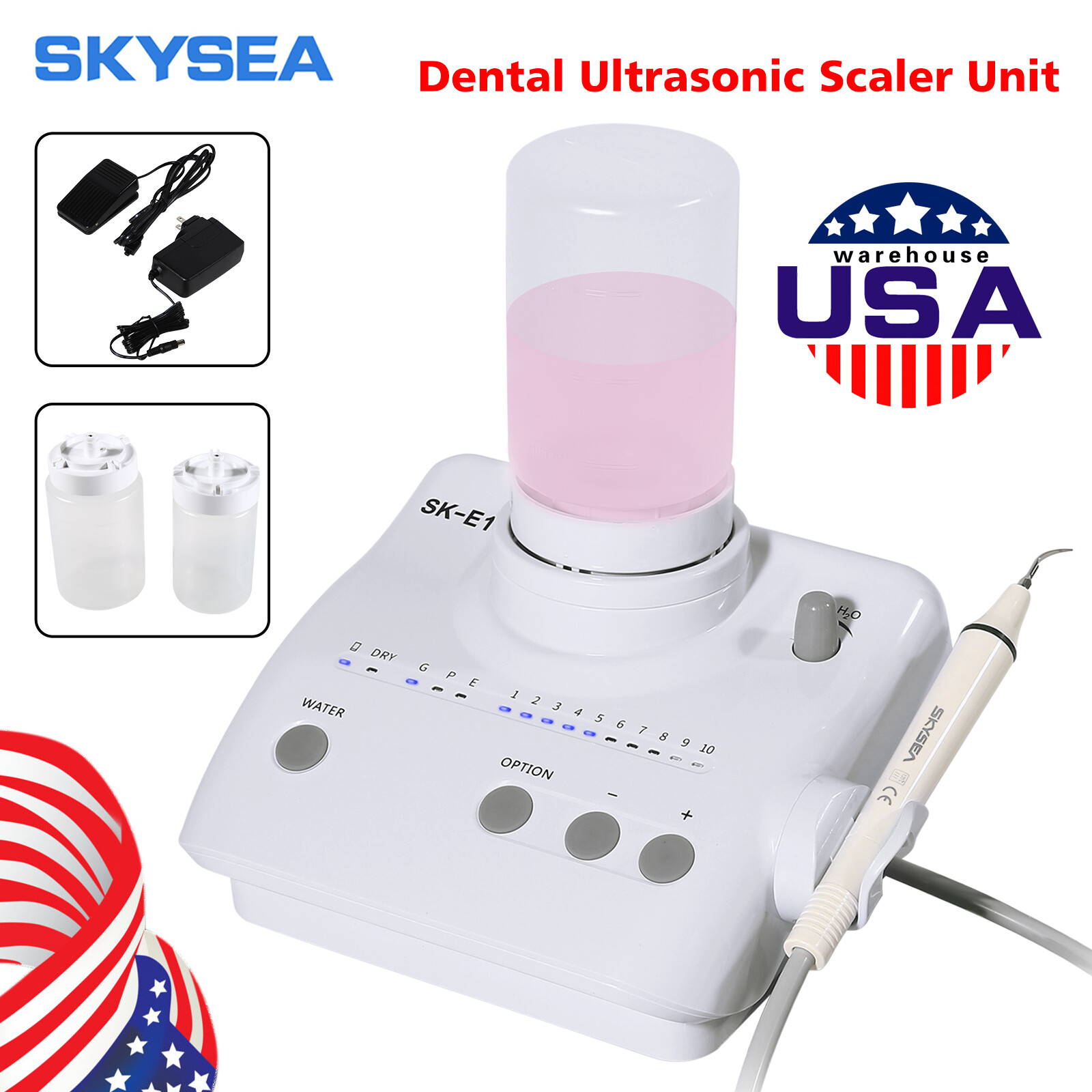Dental Portable Ultrasonic Piezo Scaler 2*Bottles Fit EMS Cavitron Woodpecker CE