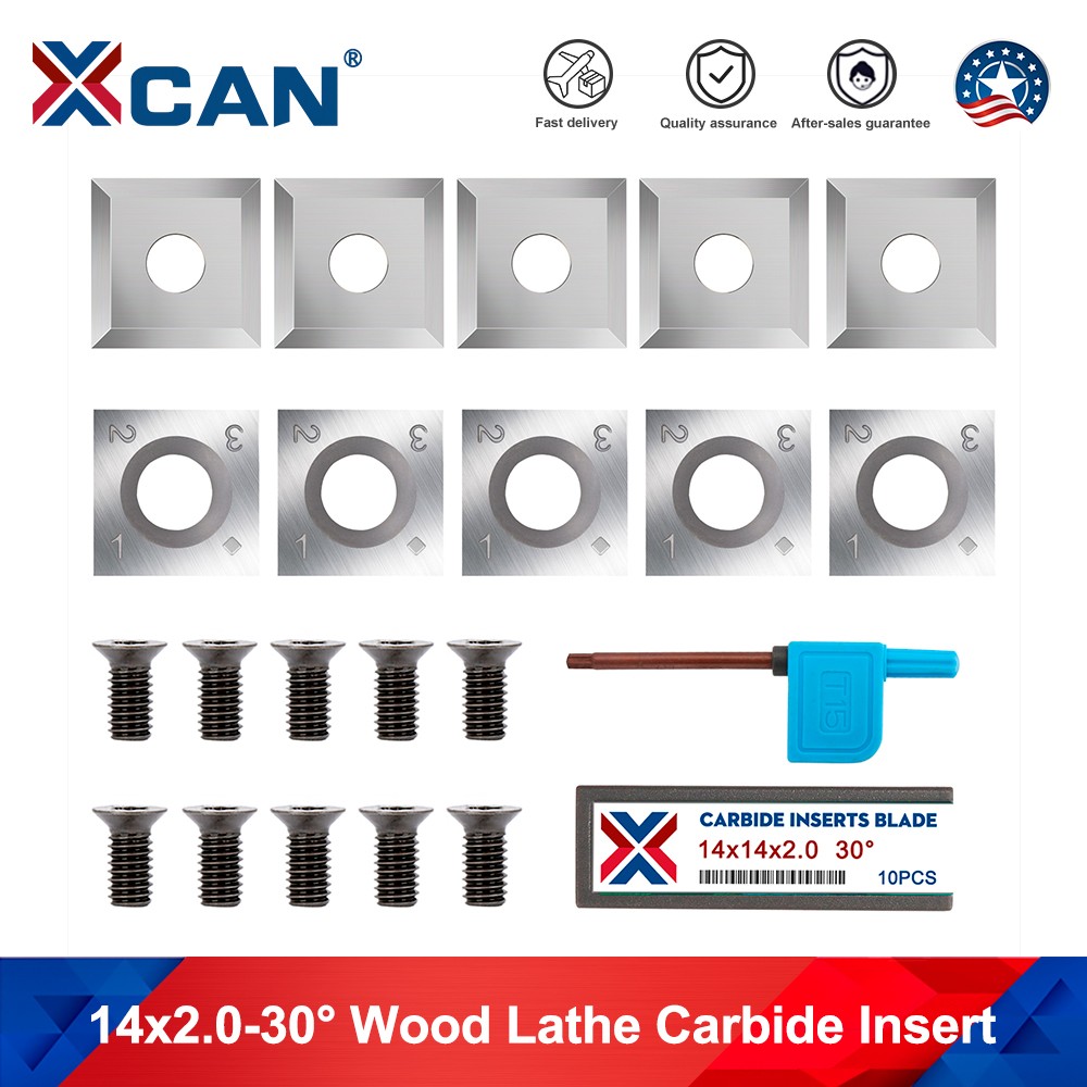 14mm Square Carbide Inserts Cutter Lathe Turning Tool with Screws Wrenches 10pcs