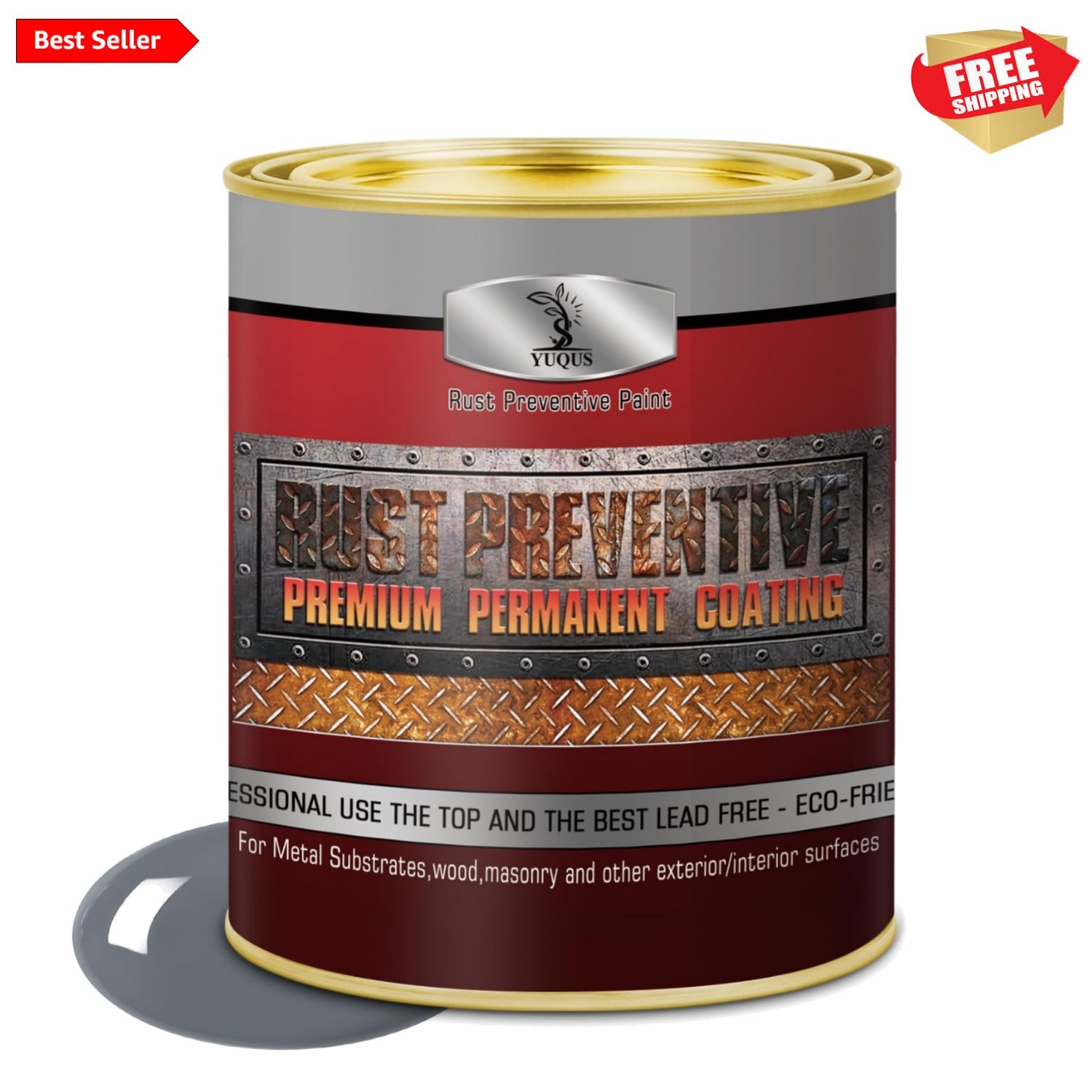 32 Fl Oz  Grey Anti-Rust Metal Paint - Versatile Rust Prevention Formula