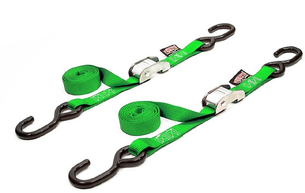 POWERTYE TIE-DOWN CAM S-HOOK 1"X5.5' GREEN PAIR
