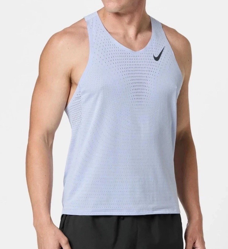 Nike Dri-Fit ADV Aeroswift Running Singlet Mens Size Large Ghost Gray FN4231-057