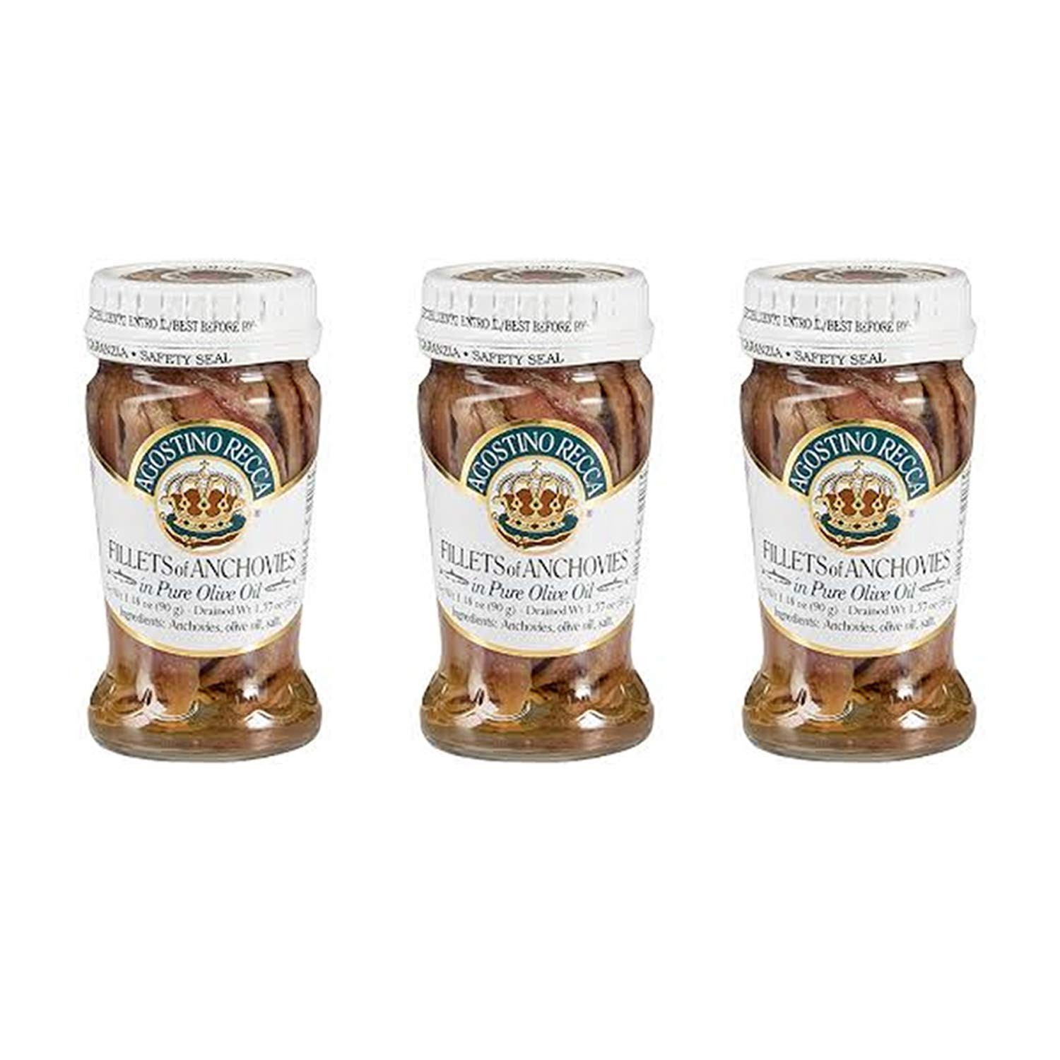 Anchovies Fillets in Olive Oil – Anchovy Fillets Rolled in Capers (3.18Oz, 3-...