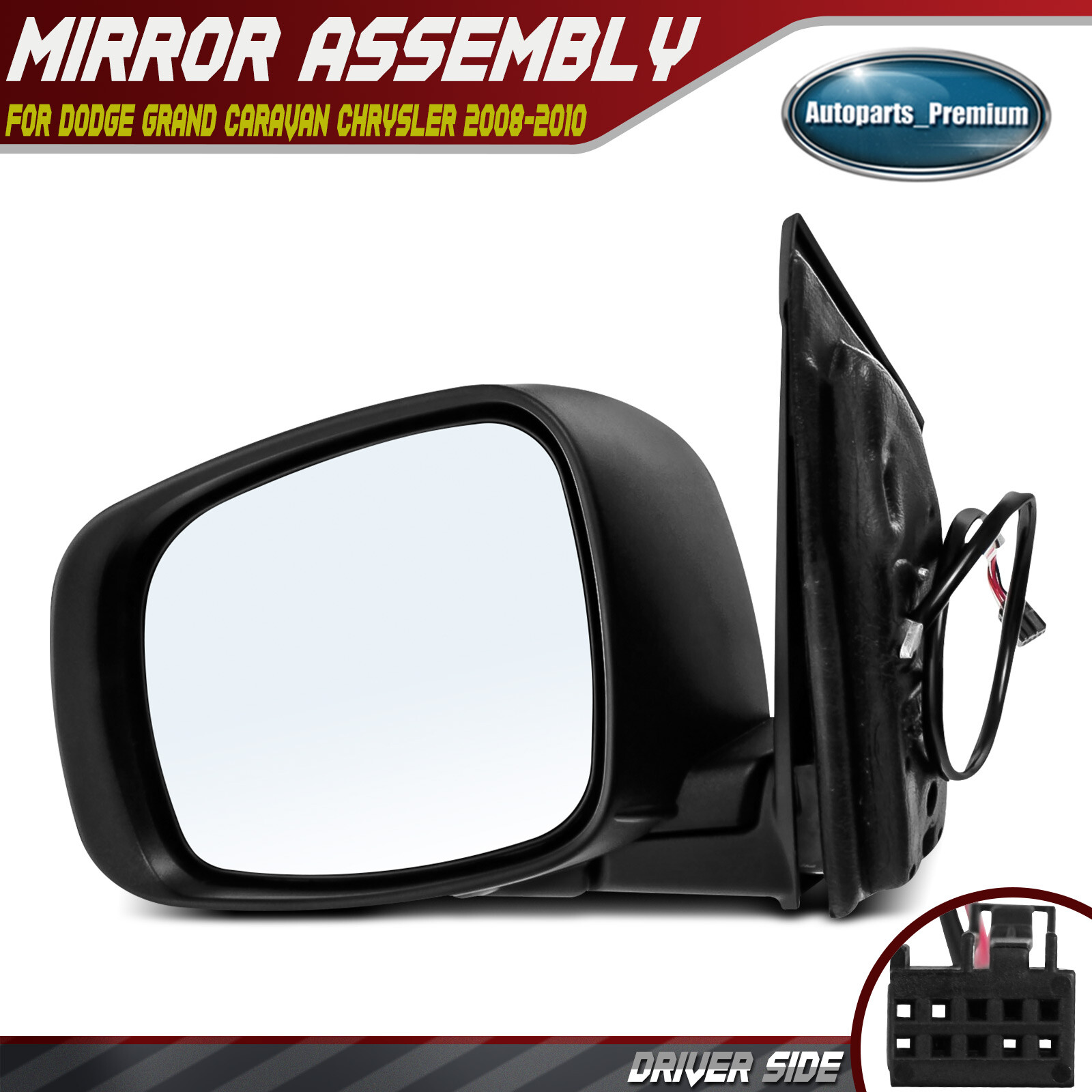 Driver LH Power Mirror w/ Heated for Chrysler Town & Country Dodge Grand Caravan