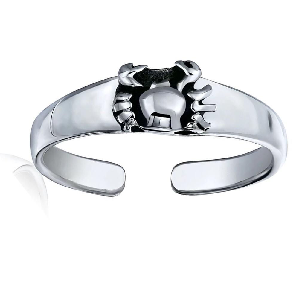 14K White Gold Over Sterling Silver Adjustable Crab Toe/Midi Ring