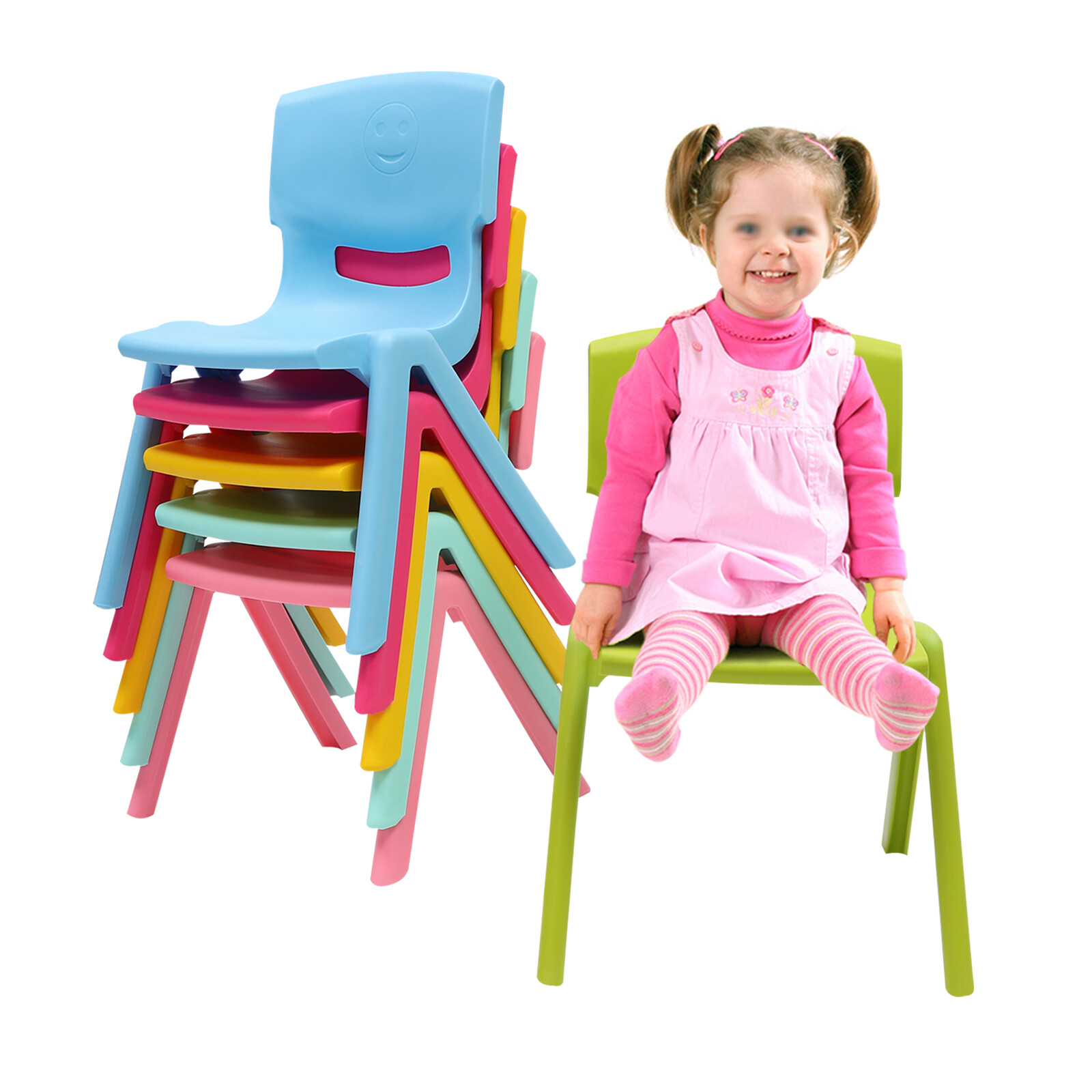6PCS Kids Stackable Chairs, 11in Height, 220lb Capacity, for Classroom Daycare