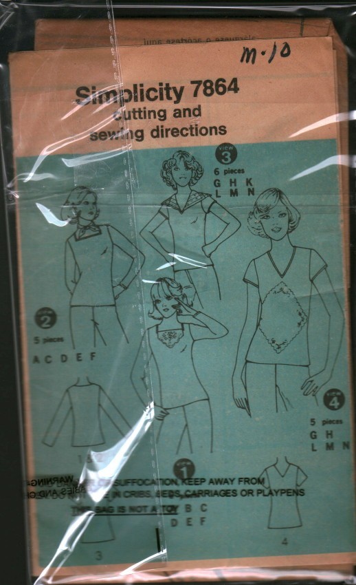 7864 Vintage Simplicity SEWING Pattern Misses Pullover Shirt UNCUT Medium Casual