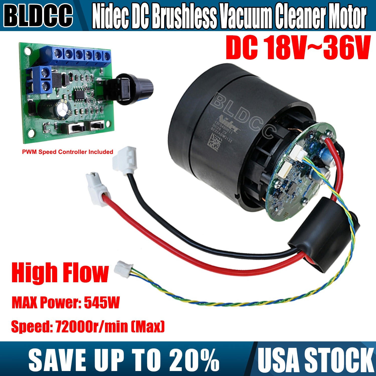 Nidec DC18V-36V 13F048R011 High Negative-pressure Brushless Vacuum Cleaner Motor