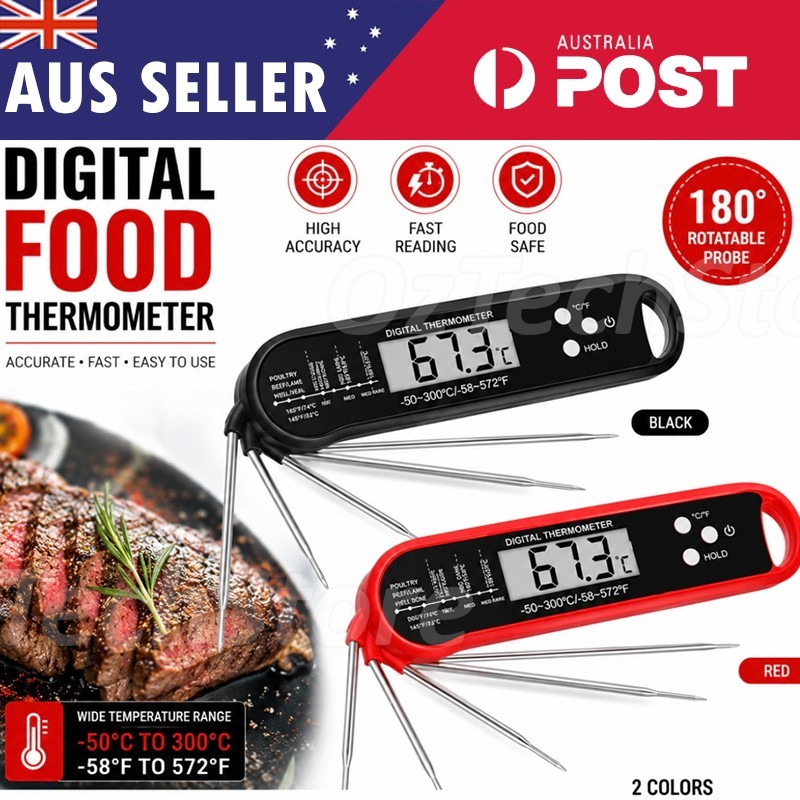 Foldable Digital Cooking Food Thermometer Probe Temperature Kitchen Meat BBQ