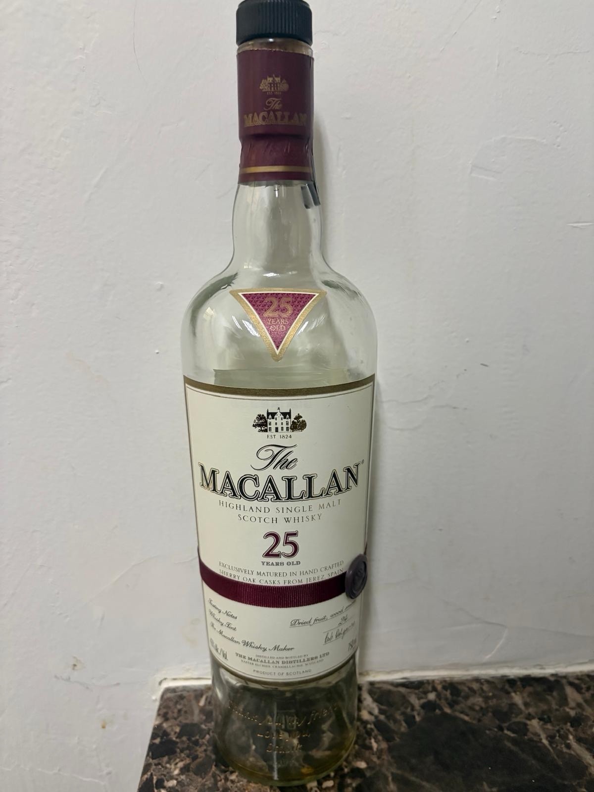 The Macallan 25 Years Old Highland Single Malt Scotch Whisky Bottle 750ml