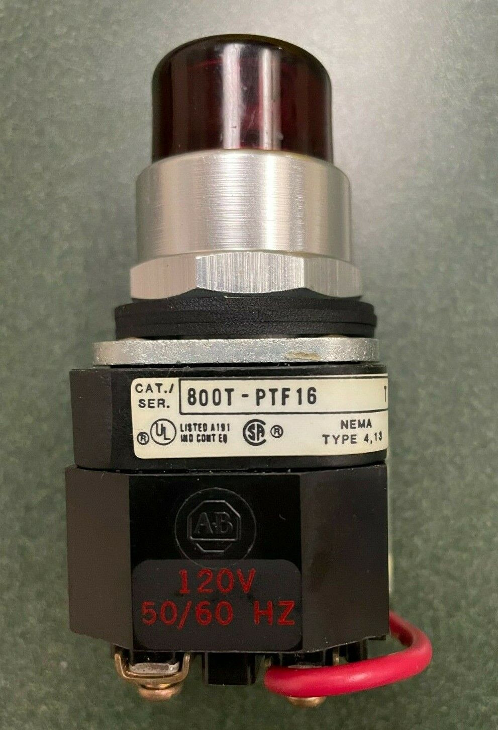 ALLEN BRADLEY 800T-PTF16R RED TRANSFORMER PILOT LIGHT
