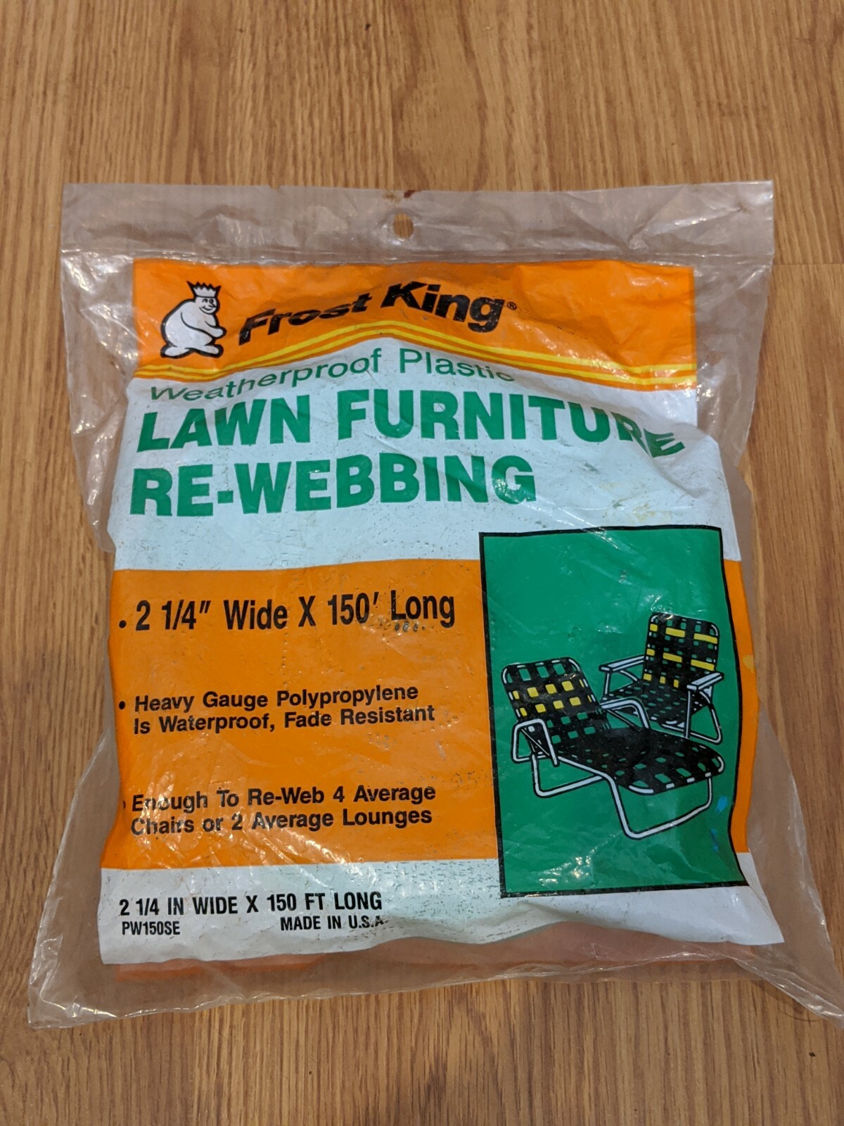 NEW Frost King Weatherproof Plastic Webbing 2.25" x 150' Jade with STRIPES