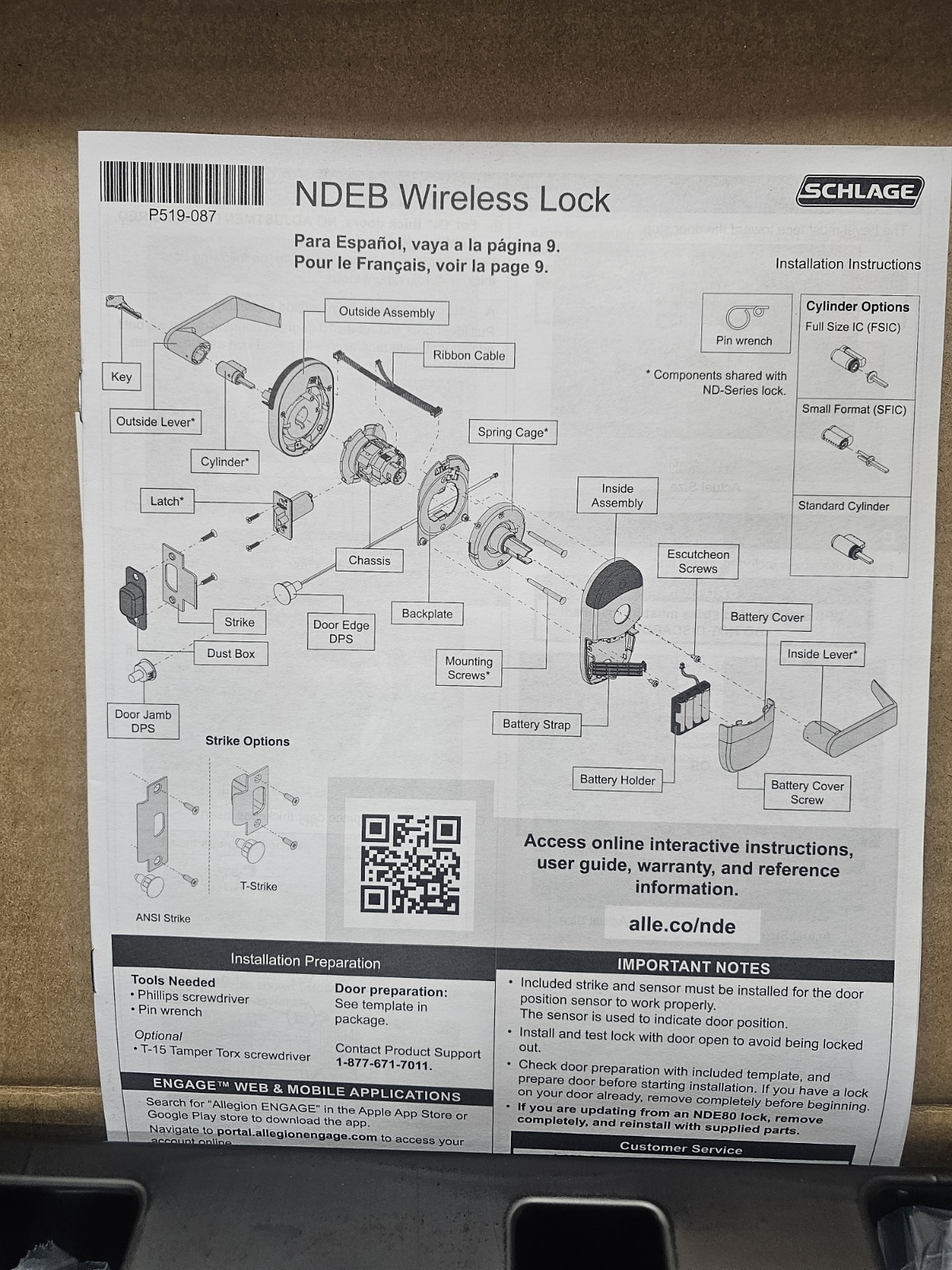 Schlage Lock NDEB BD RHO 626 Wireless Electronic Lockset