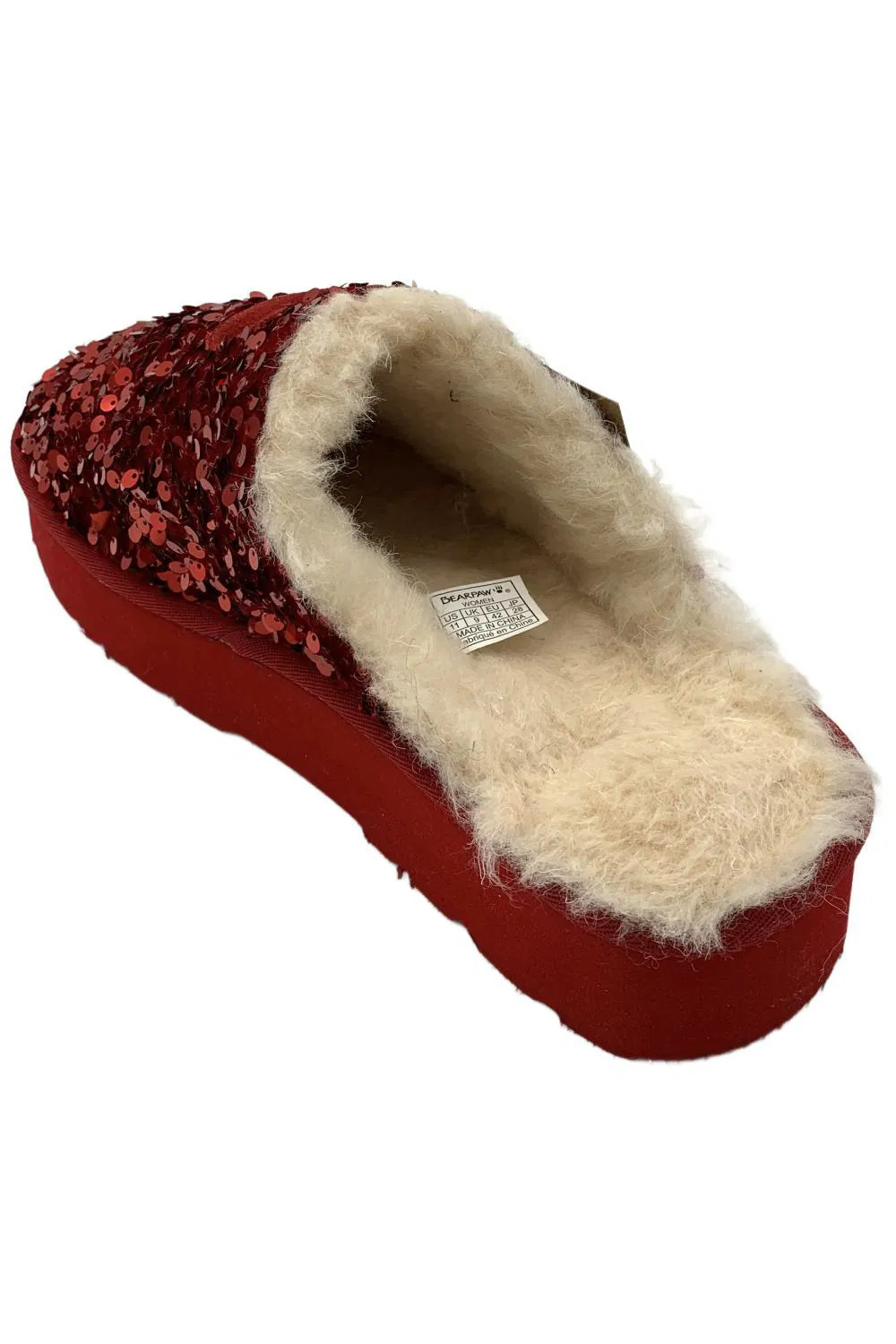 BEARPAW Women's Portia Sequined Mule Red