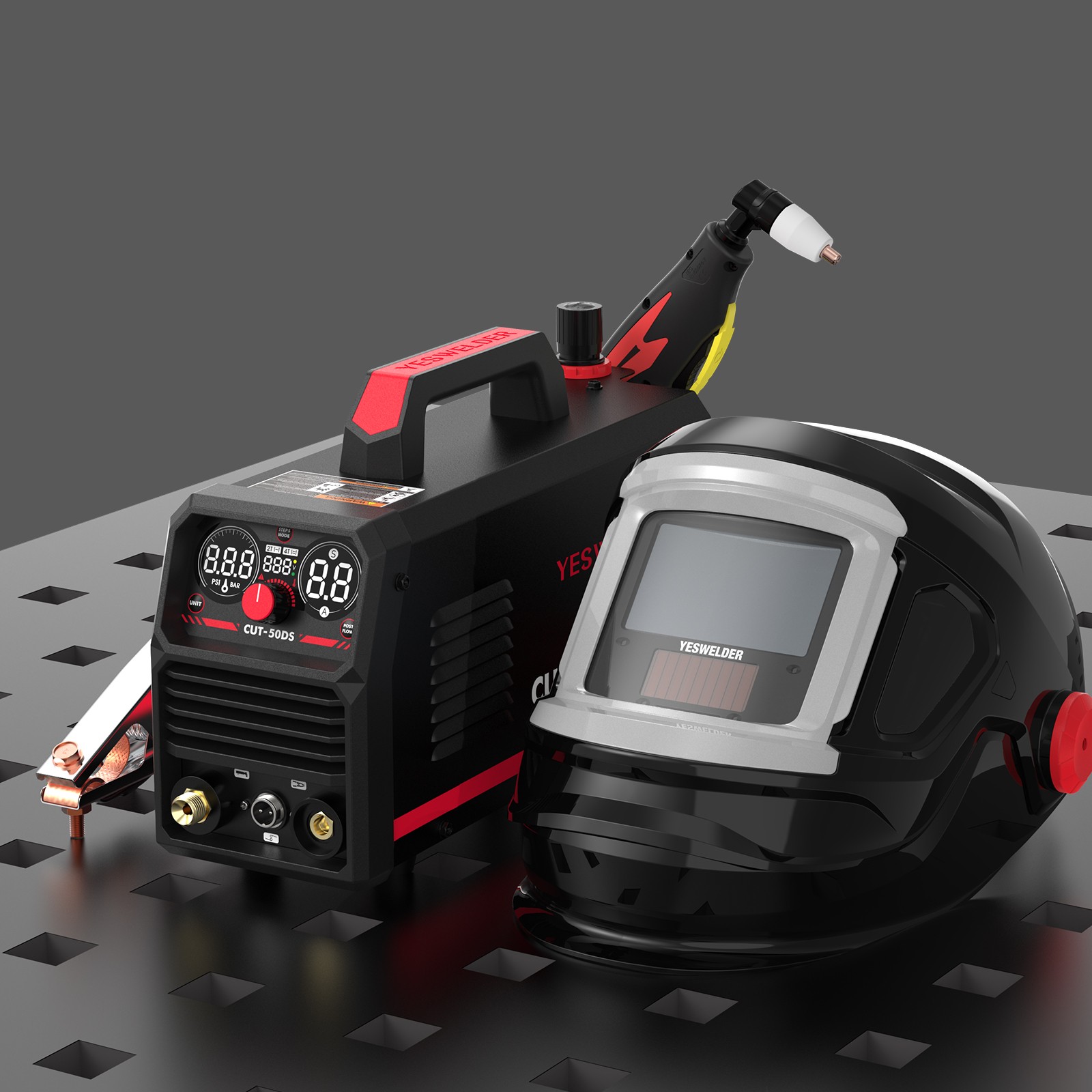 YESWELDER CUT-50DS Plasma Cutter + Certified Helmet, 50A 110V/220V