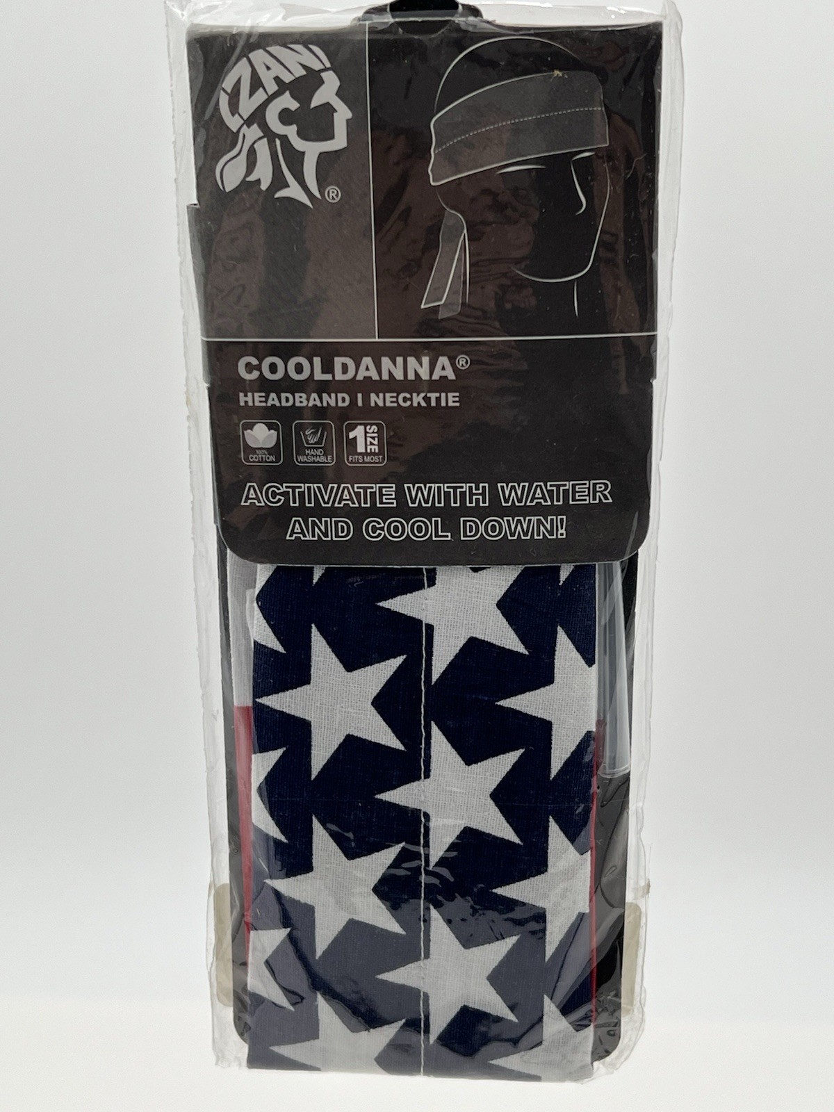 Zan Cooldanna Cotton Headband Necktie 500205 American Flag DC120 NEW