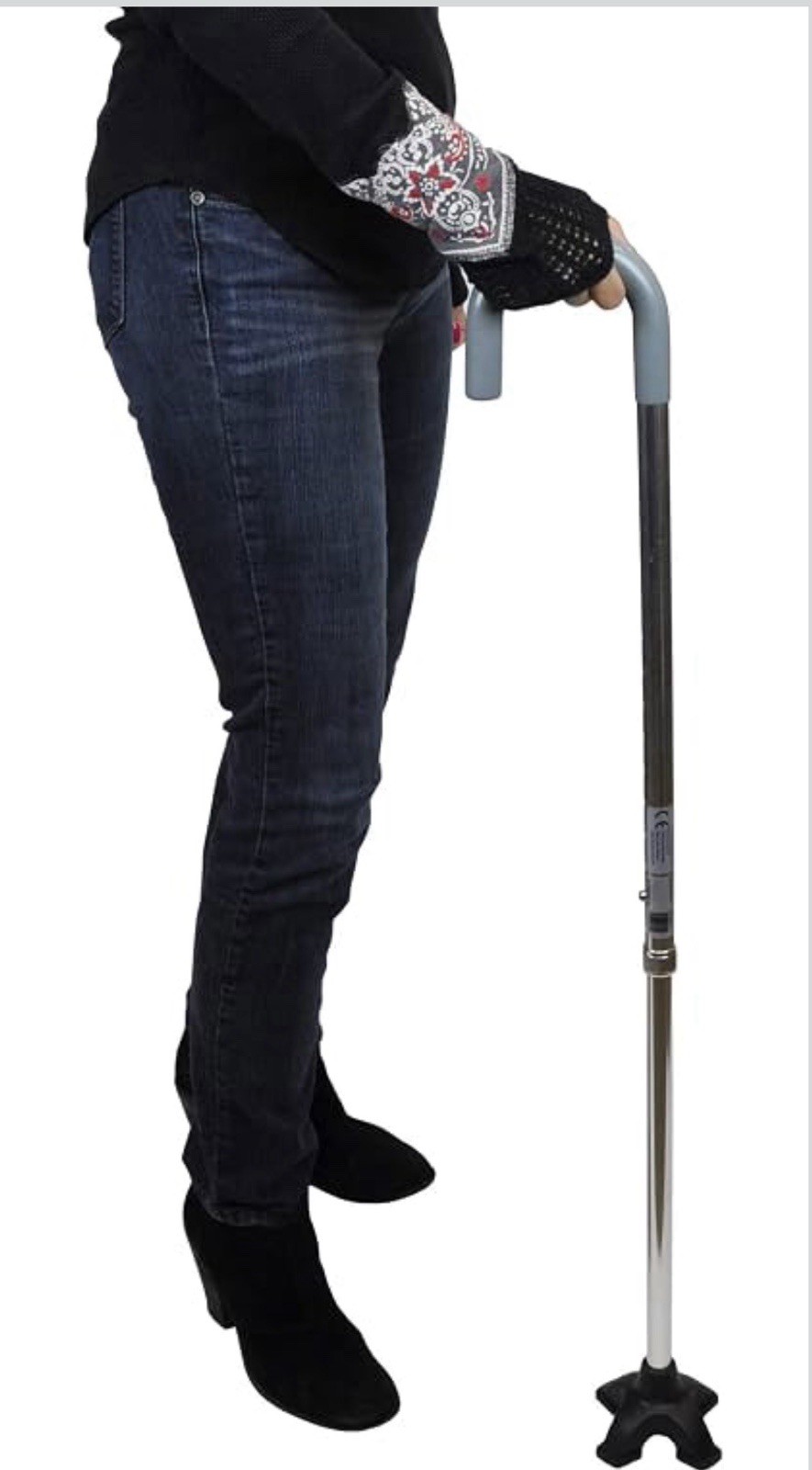 Stand Up Quadruple Cane Tip - Fits 3/4"Diameter,Enhanced Stability & Convenience