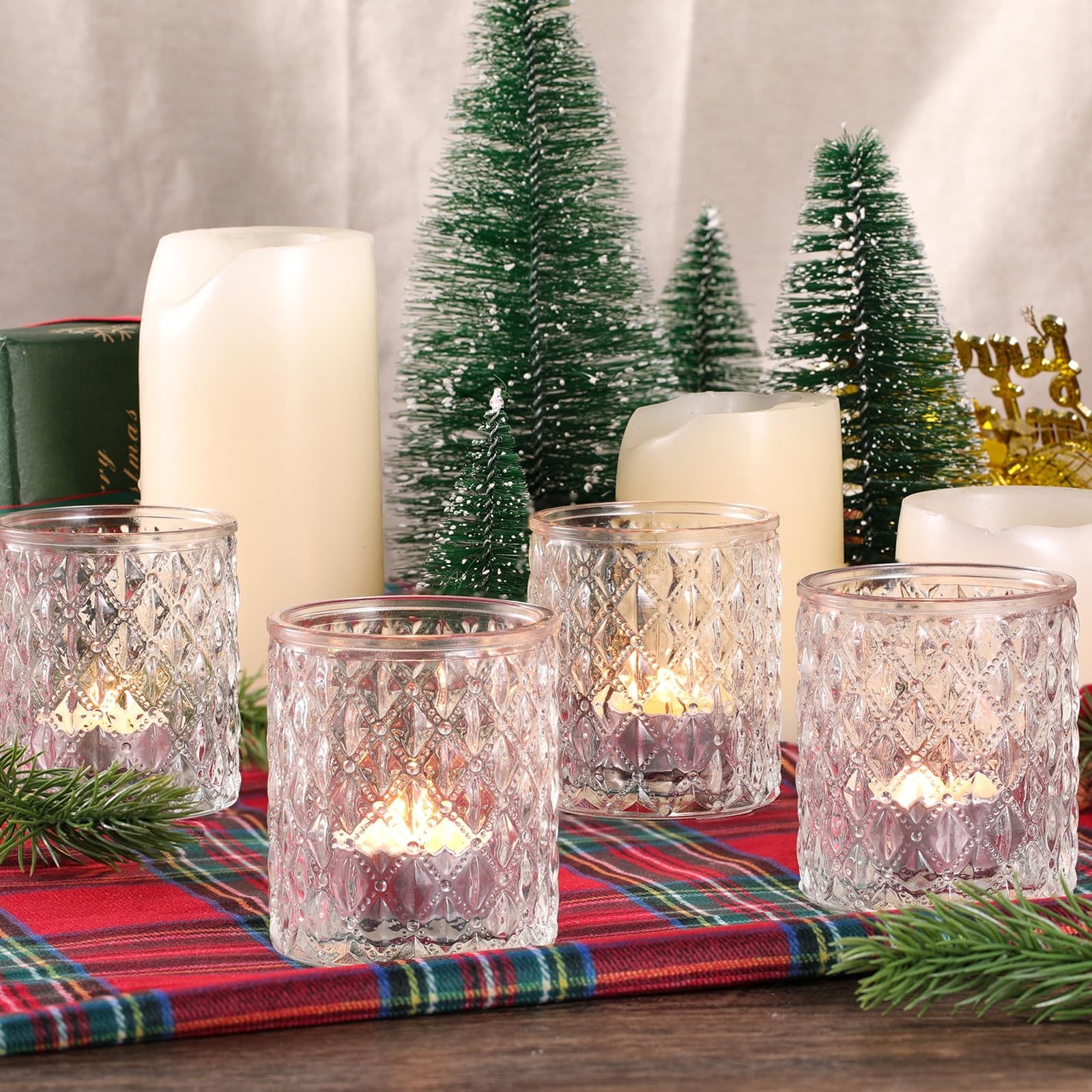 12Pcs Large Votive Candle Holders 2.8 * 3.2in Clear Tea Light Candle Holders ...