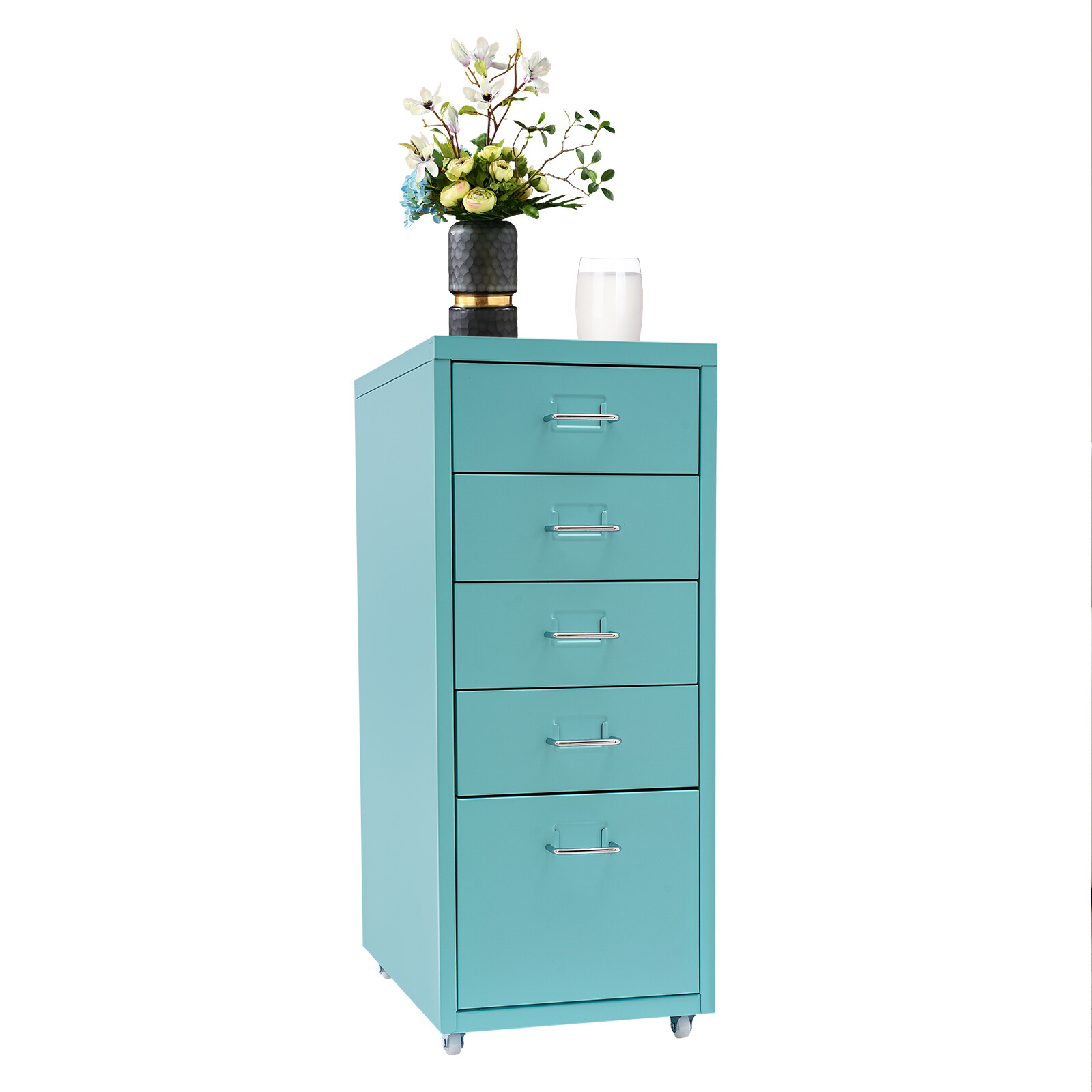 5 Drawers Tool Cart Workshop Rolling Tool Chest Storage Cabinet w/Lock & Key