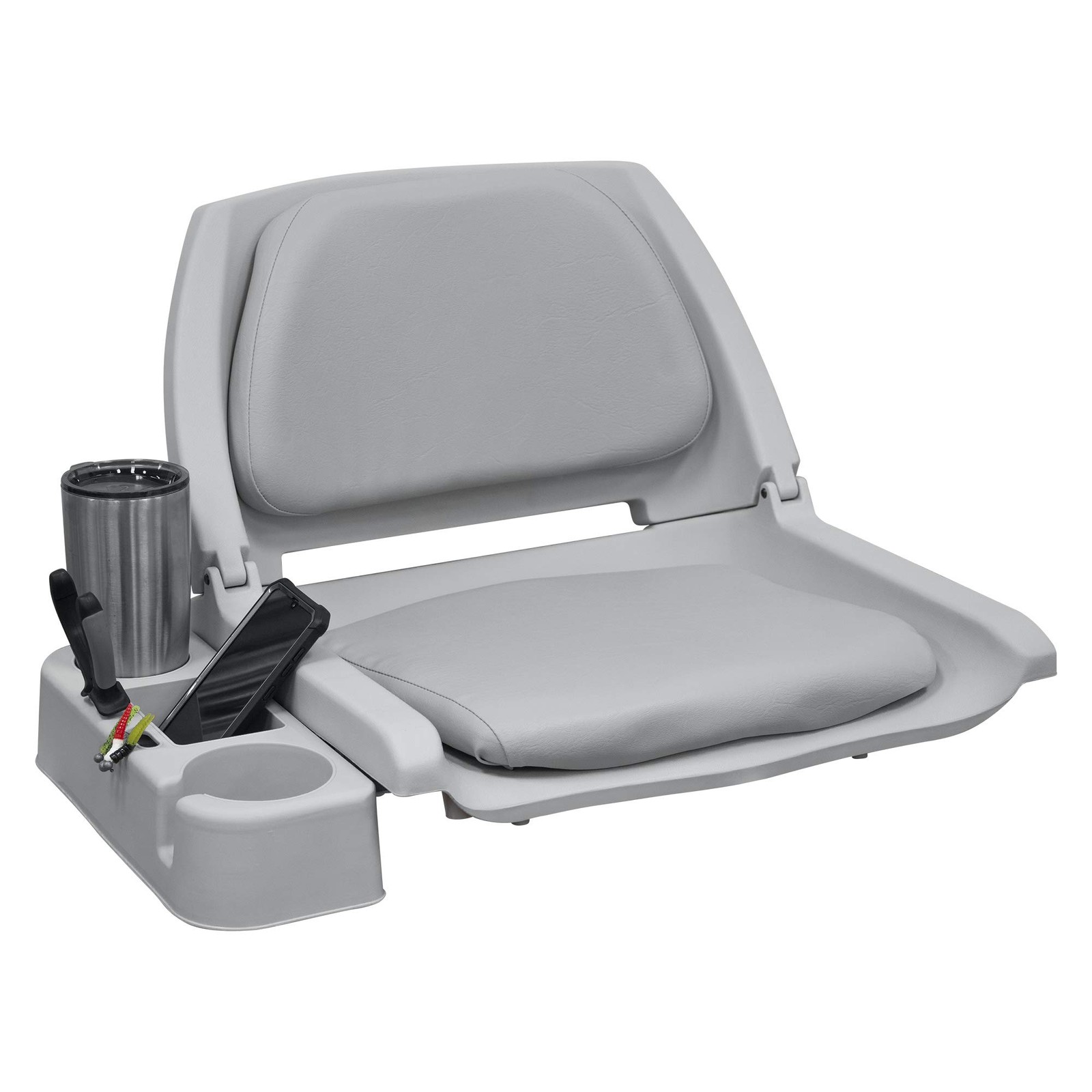 8WD139LS-717 Molded Fishing Boat Seat with Marine Grade Cushion Pads, Grey Sh...