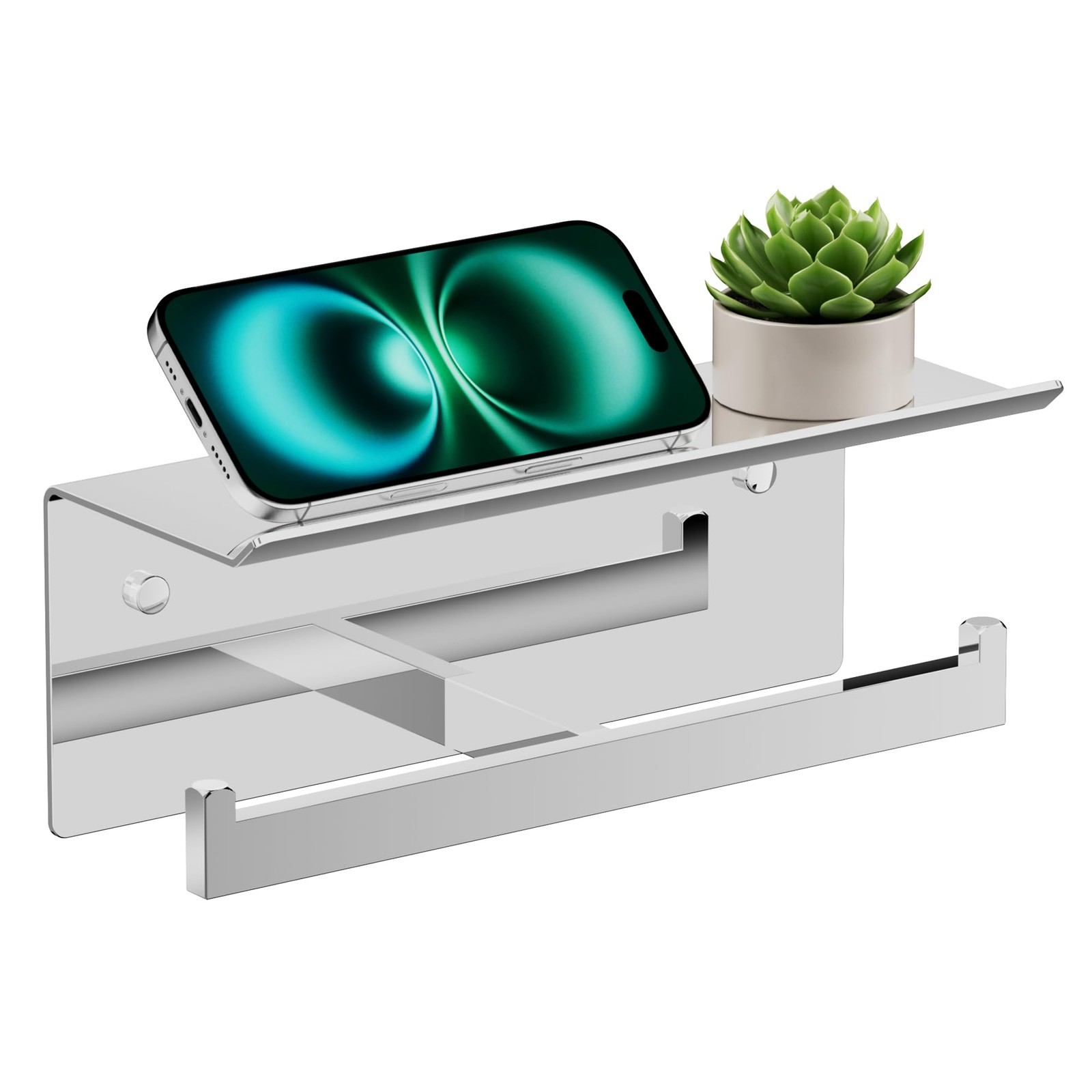 Toilet Paper Holder with Shelf, 304 Stainless Steel Wall Mount Commercial Toi...