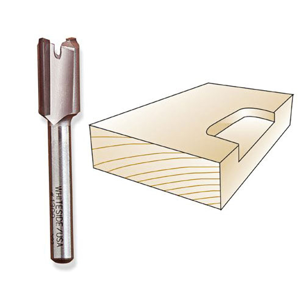 Whiteside Straight Mortising Bit, 1/4 in. SH x 1/2 in. CD x 3/4 in. CL