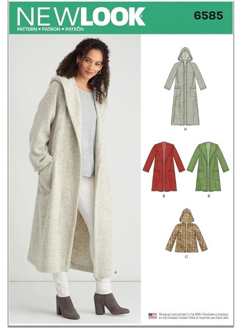New Look Misses' Coat with Hood Sewing Pattern Packet, Design Code S9129, Sizes