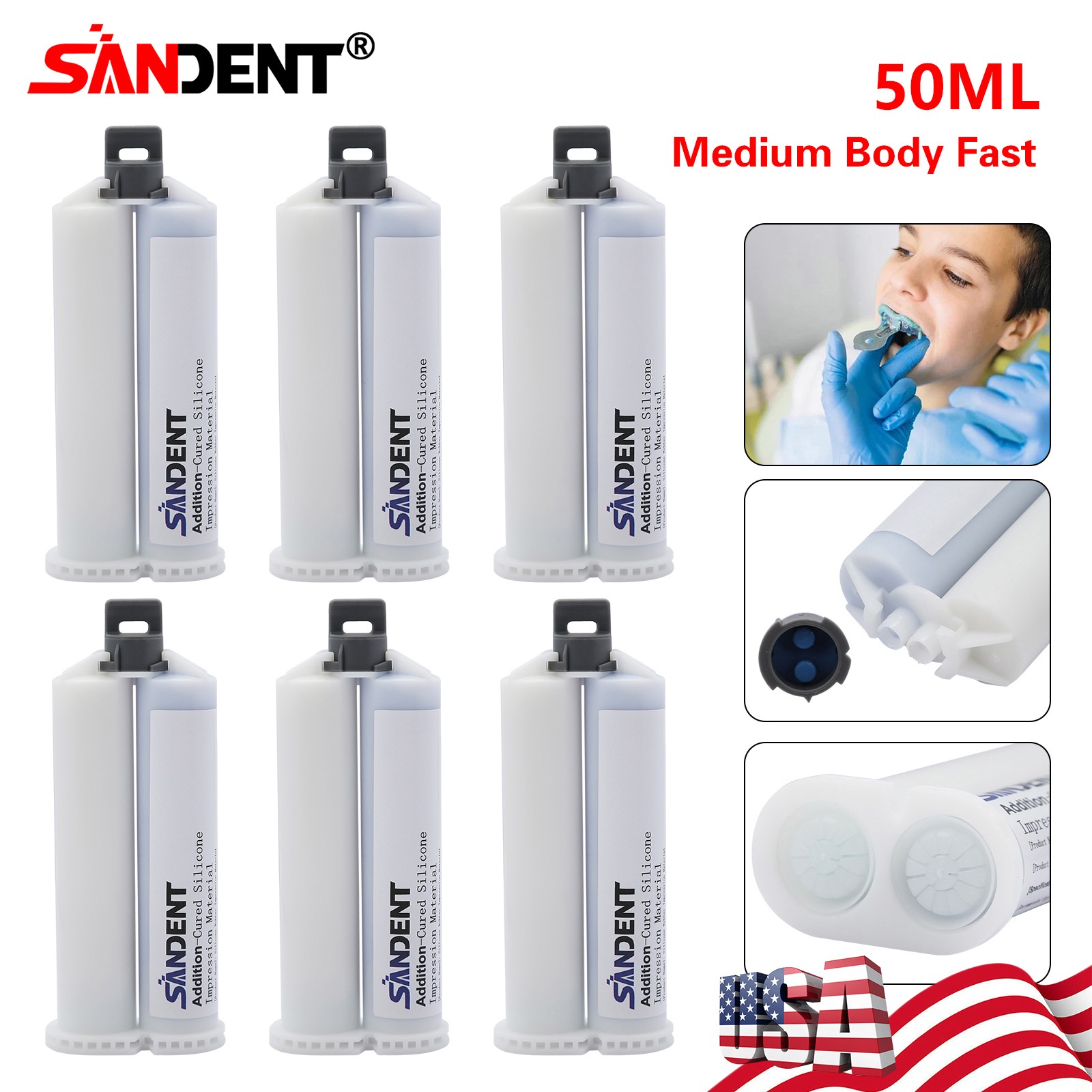 6x Medium Body Fast Rapid addition-cured silicone Dental Impression Material US