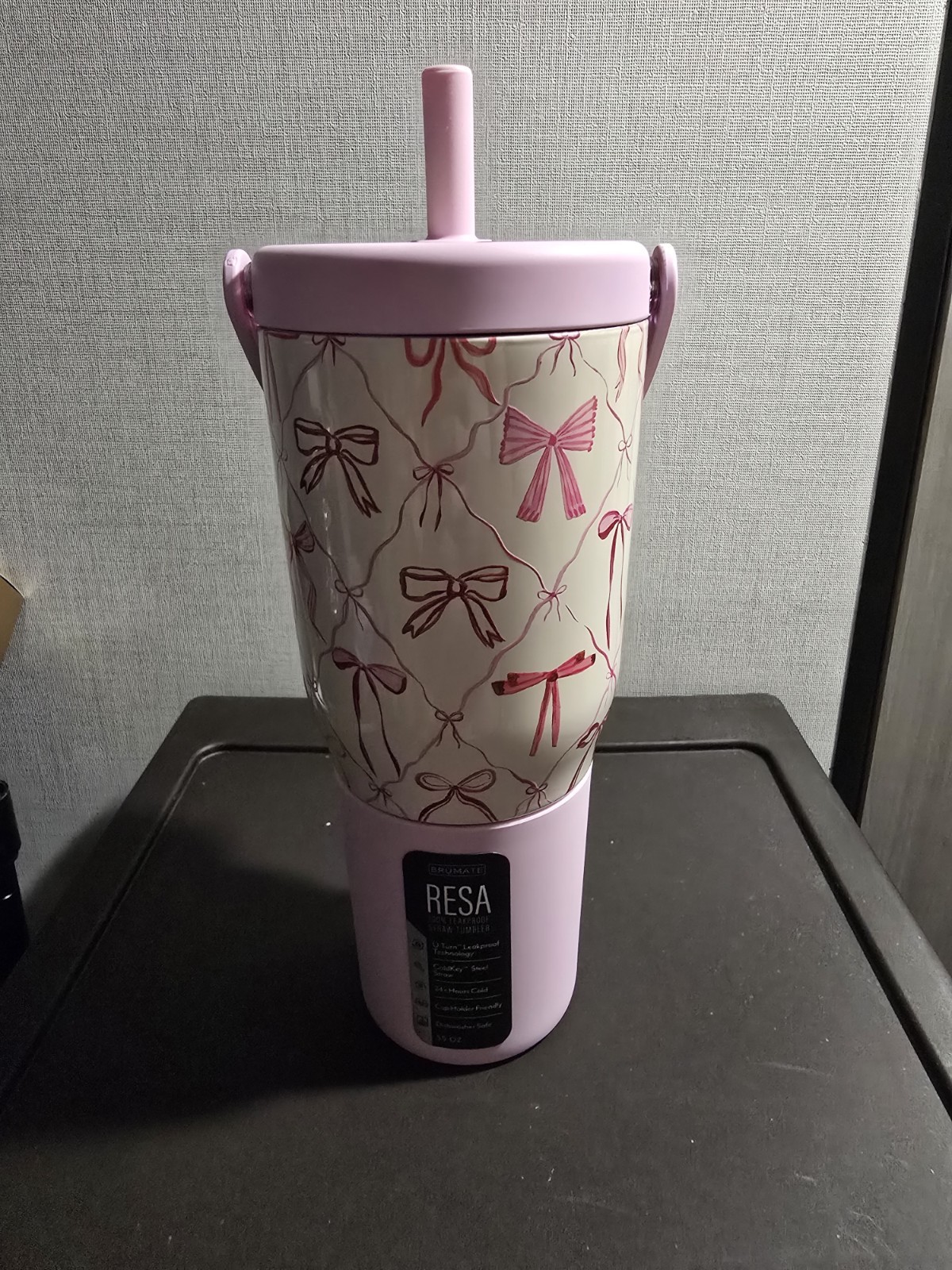Brumate Resa 35 Oz Straw Tumbler Mug Cup PINK BOWS LIMITED