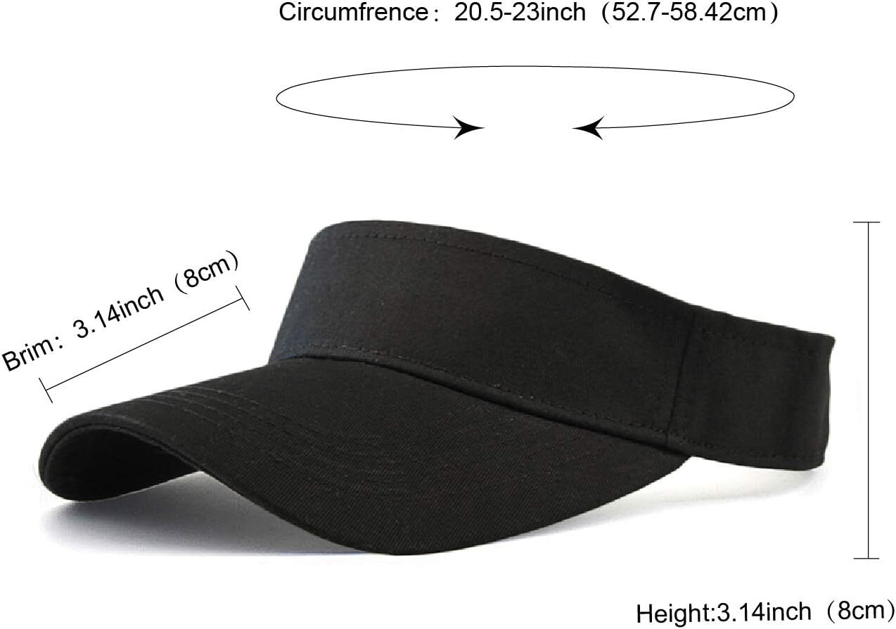 HH HOFNEN Sports Sun Visor Hats Cotton Twill Ball Adjustable #1b Dark Black