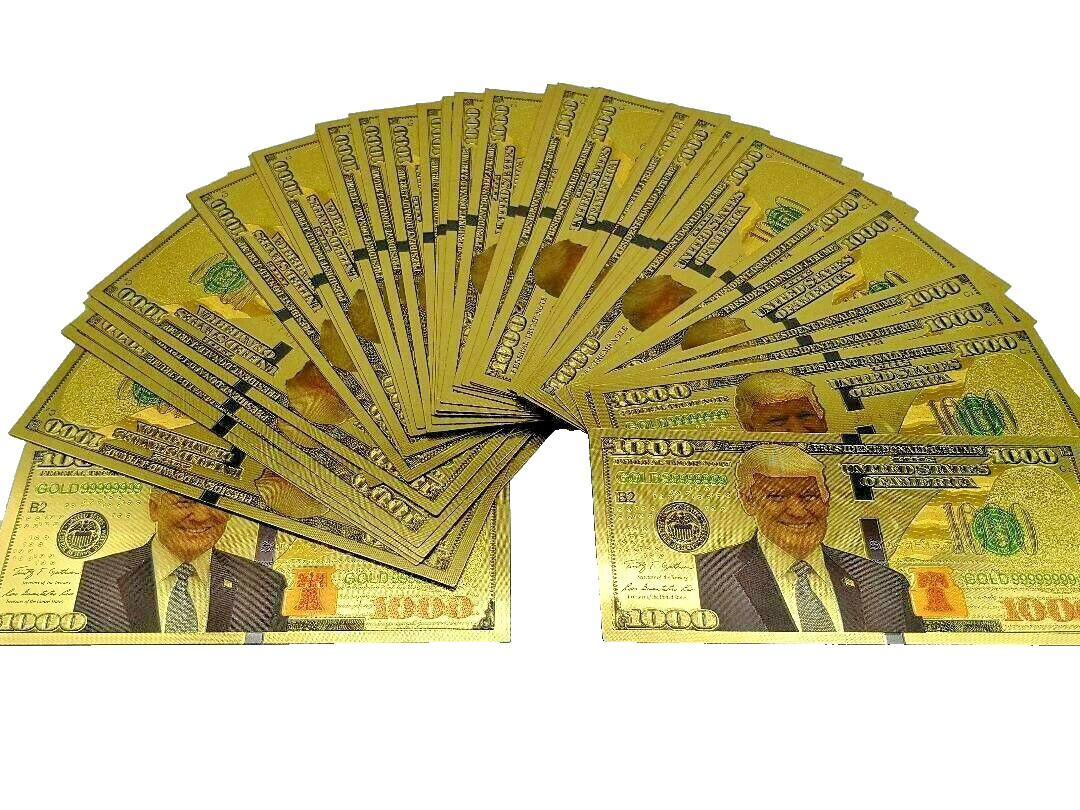 100 PCS President Donald Trump $1000 Money Gold-Plated Collectible Wholesales