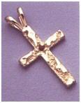 Nugget Cross Pre-Notched Pendant With 2mm Round Accent in Solid Sterling Silver