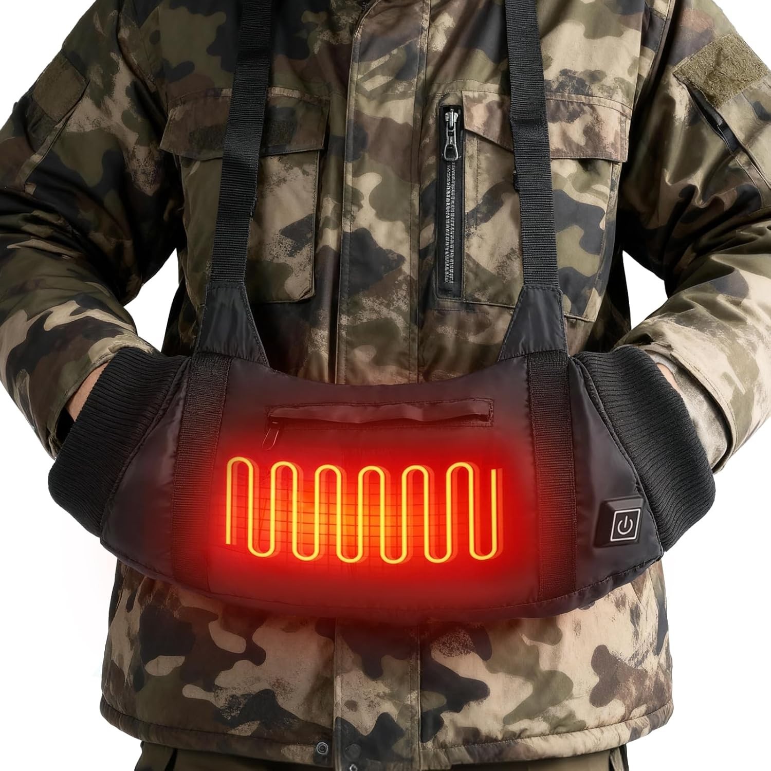 Electric Heated Hand Muff with 3-Level Heat Setting, Adjustable Strap,2 Pocket