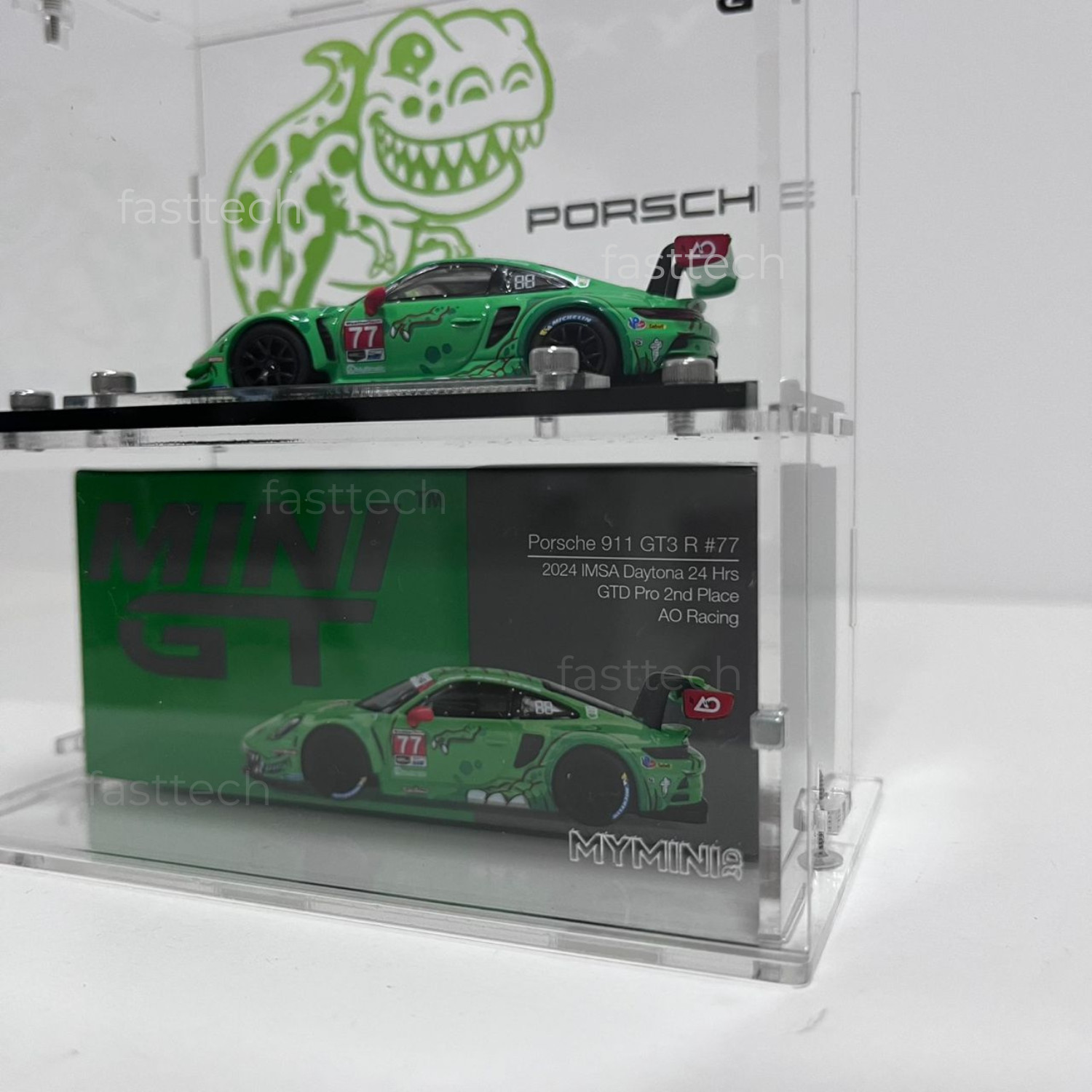 Mini GT Acrylic Display Box 1:64 Porsche 911 GT3 R Rexy Glow + Magnetic Door