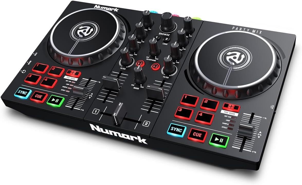 Numark Party Mix II DJ Controller Mixer 2 Decks USB w/ Party Lights Audio