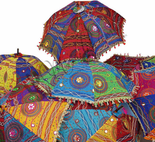 Vintage Decorative Indian Embroidered Parasol Sun Shade Umbrella Wholesale Lot