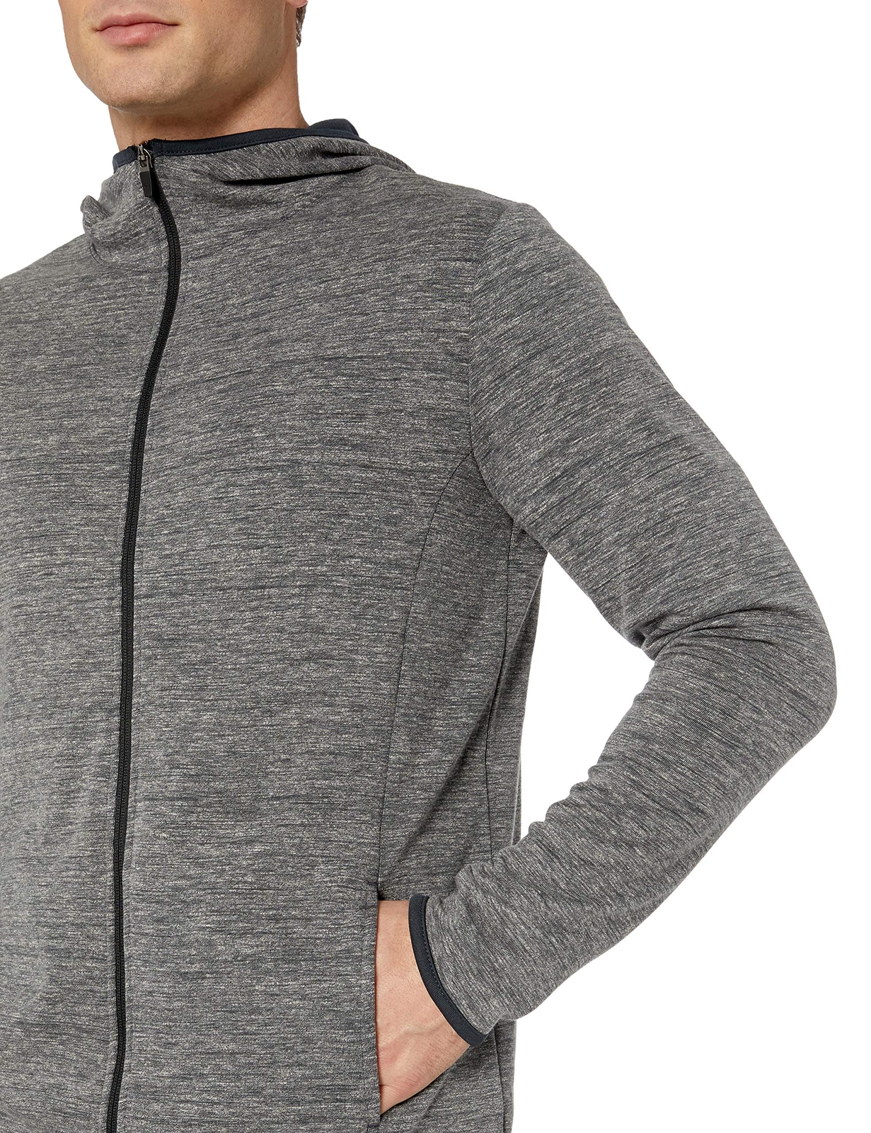 Amazon Essentials Men's L Performance Full Zip Hoodie Storm Heather Large Long