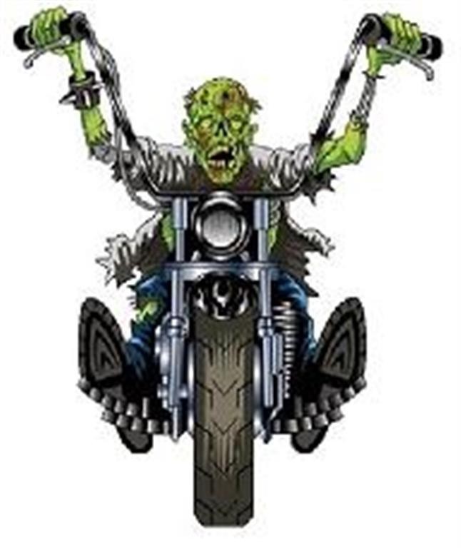 SKELETON ON THE BIKE STICKER ZOMBIE ON BIKE STICKER LAPTOP STICKER TOOLBOX DECAL