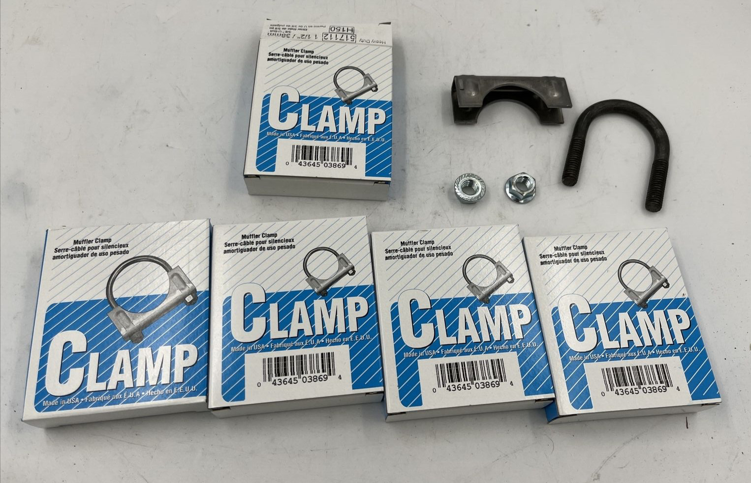 NOS lot of 5 USA made 1 1/2"  ROL muffler clamps  3/8" u-bolt