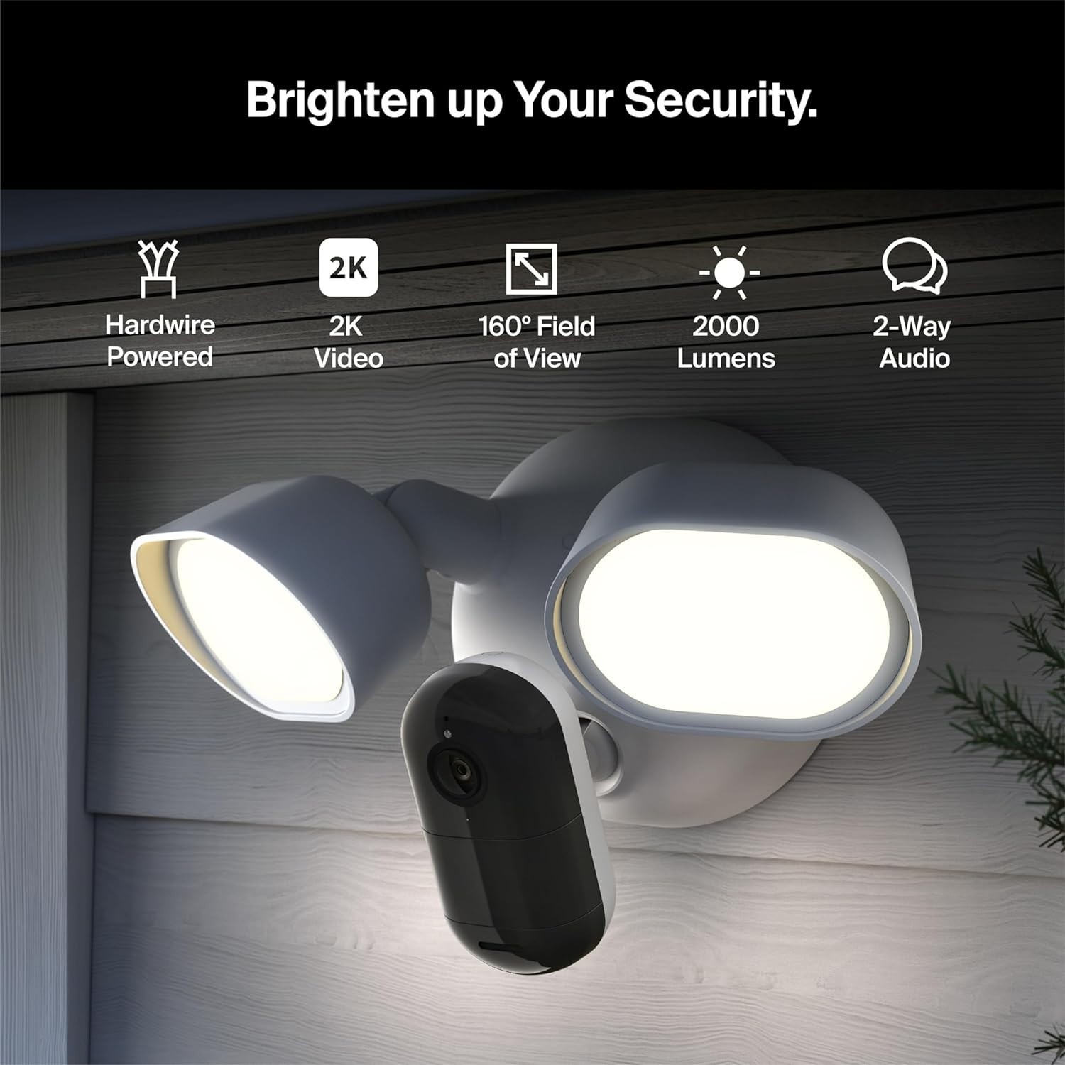 Arlo FLW2001-100NAR Wired Floodlight Security Camera, Black New Retail Box
