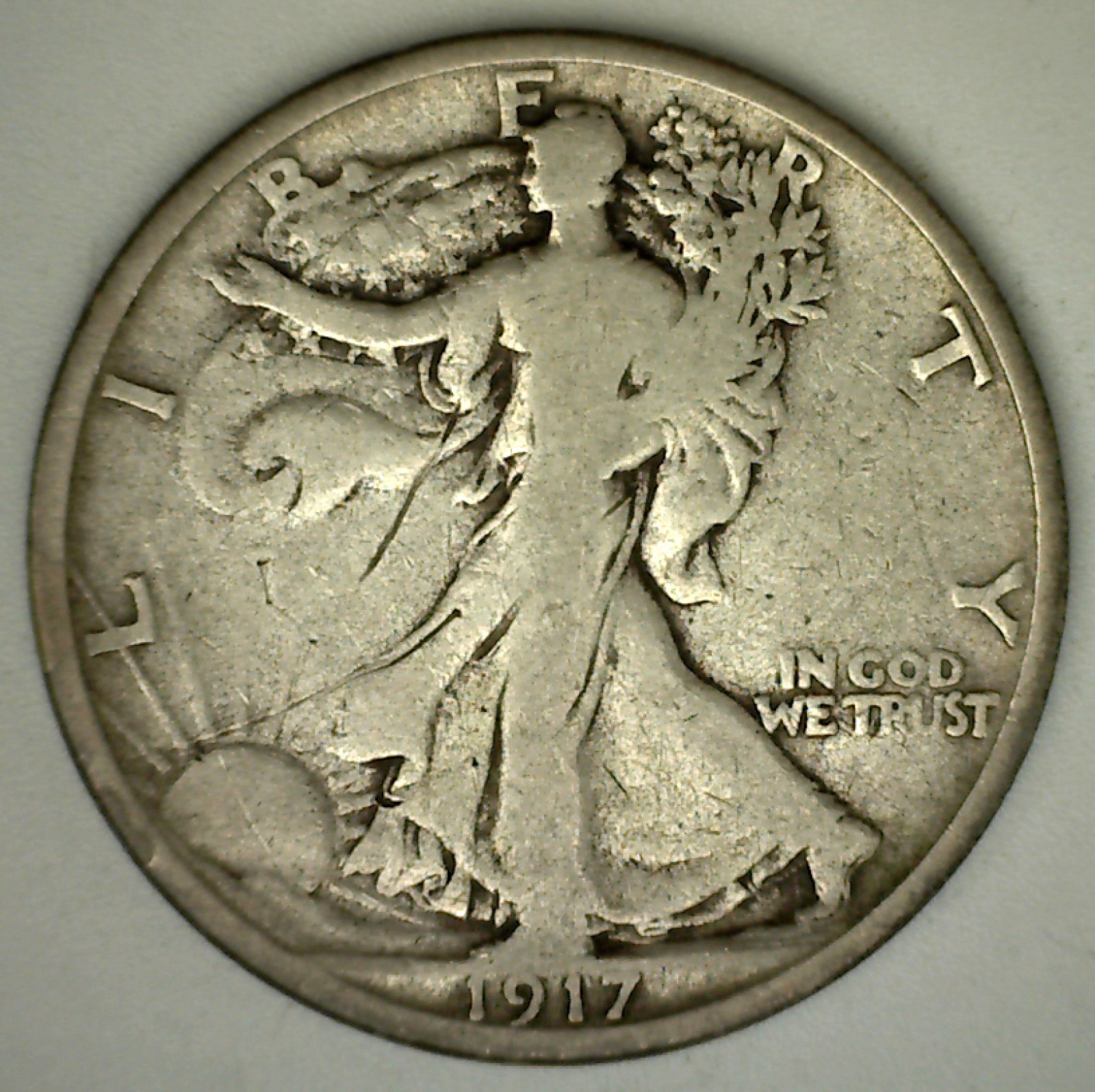 1917 S Reverse Half Dollar Silver Walking Liberty Very Good 50-Cents 50c VG Coin