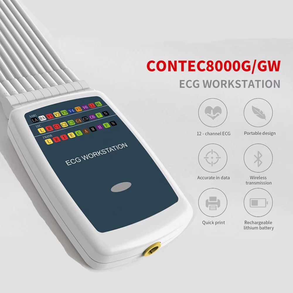 CONTEC8000G/GW ECG/EKG Workstation System Portable Multi-function 12 Leads