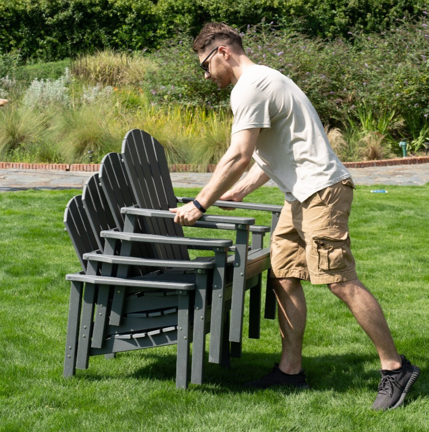 4-Piece Stackable HDPE Adirondack Chair Outdoor Patio Chair Weather Resistant