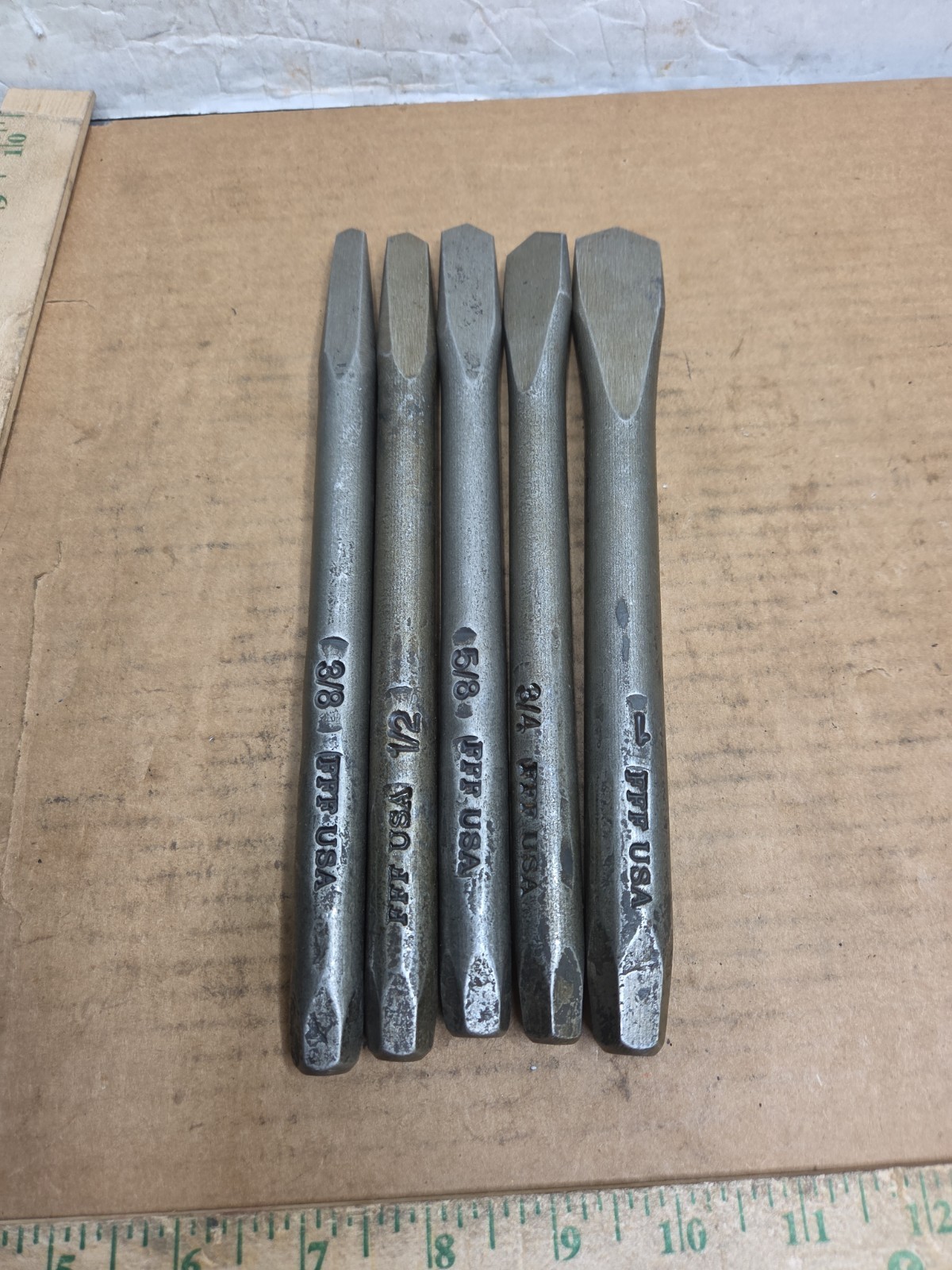 5 Piece Fiery Furnace Blacksmith Chisel Set - MADE IN THE USA 3/8 1/2 5/8 3/4 1"