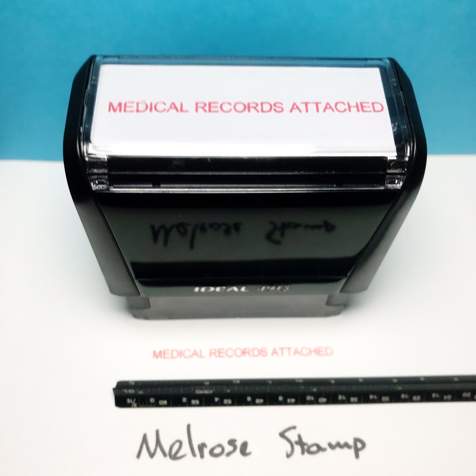 Medical Records Attached Rubber Stamp Red Ink Self Inking Ideal 4913